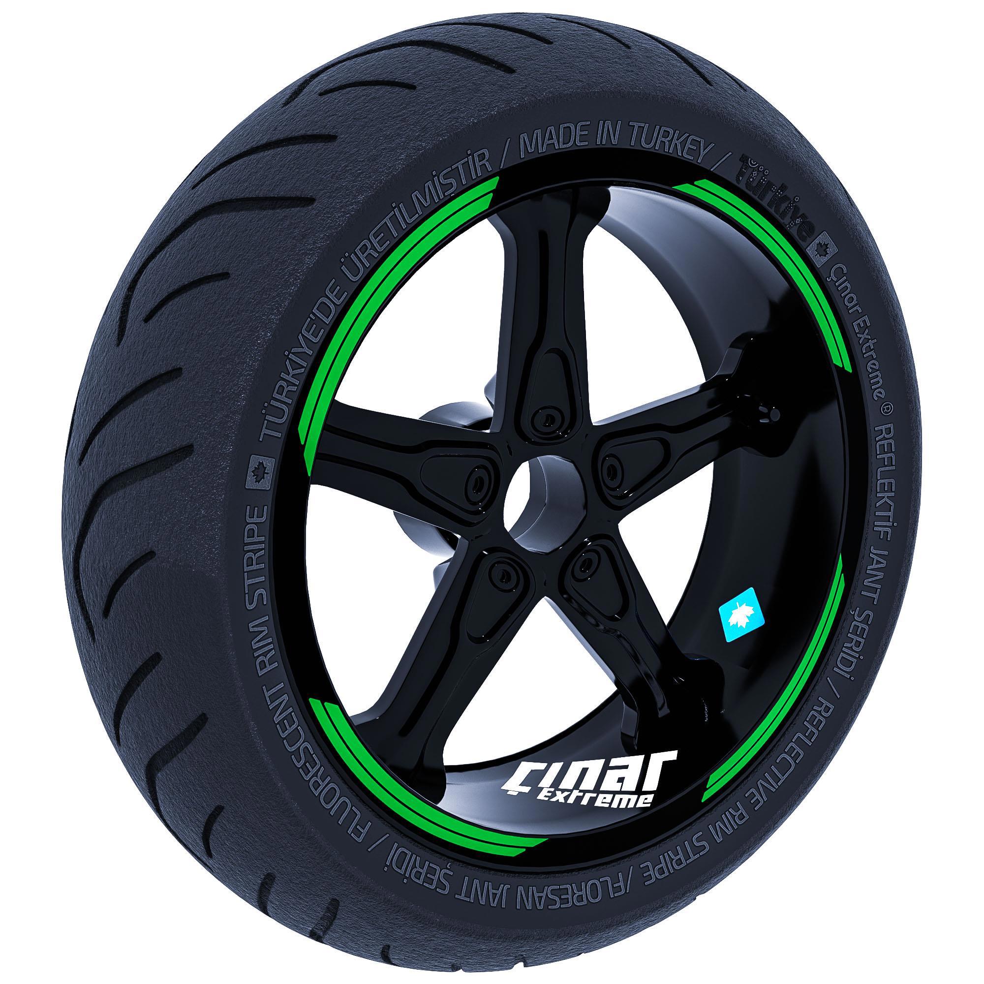 Çinar Extreme Double Stripe Tasarimli Orman Yeşili Jant Şeridi Sticker Çinar Ex