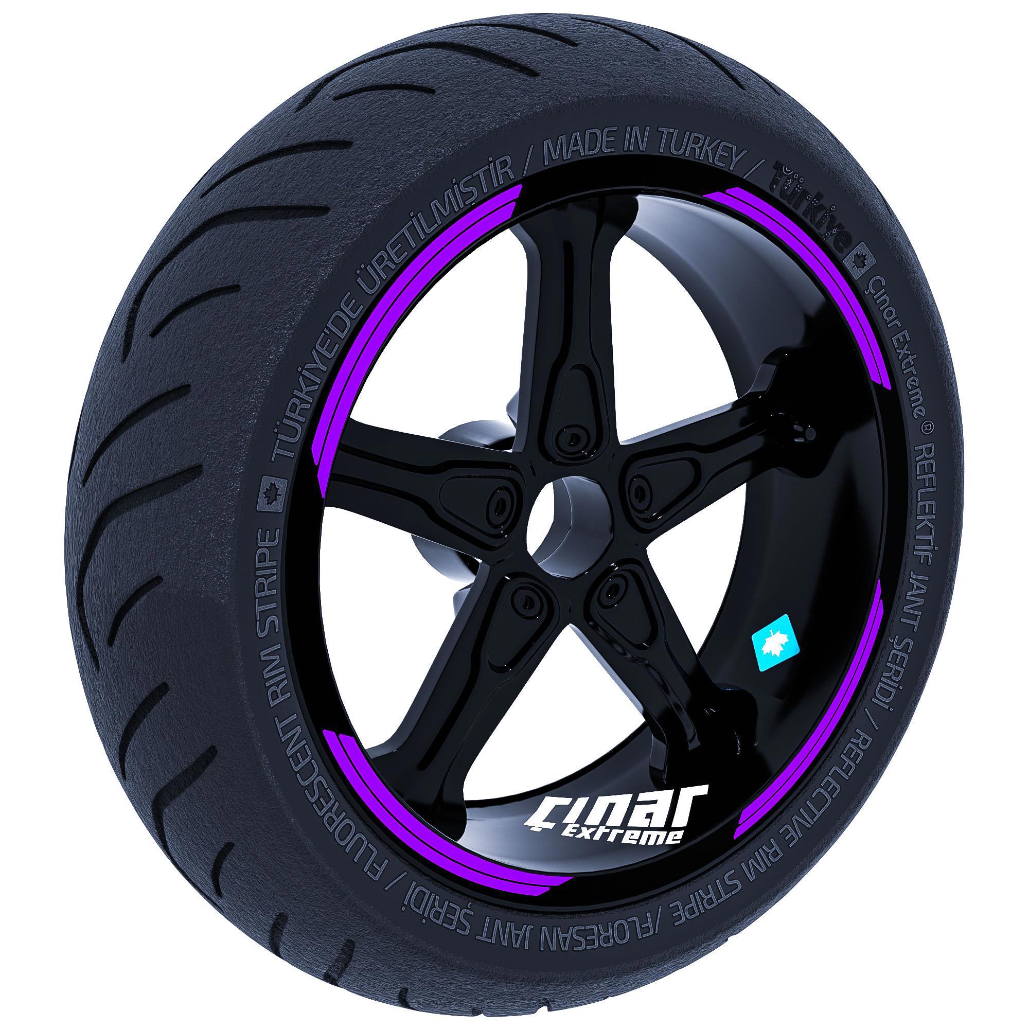 Çinar Extreme Double Stripe Tasarimli Patlican Moru Jant Şeridi Sticker Çinar E