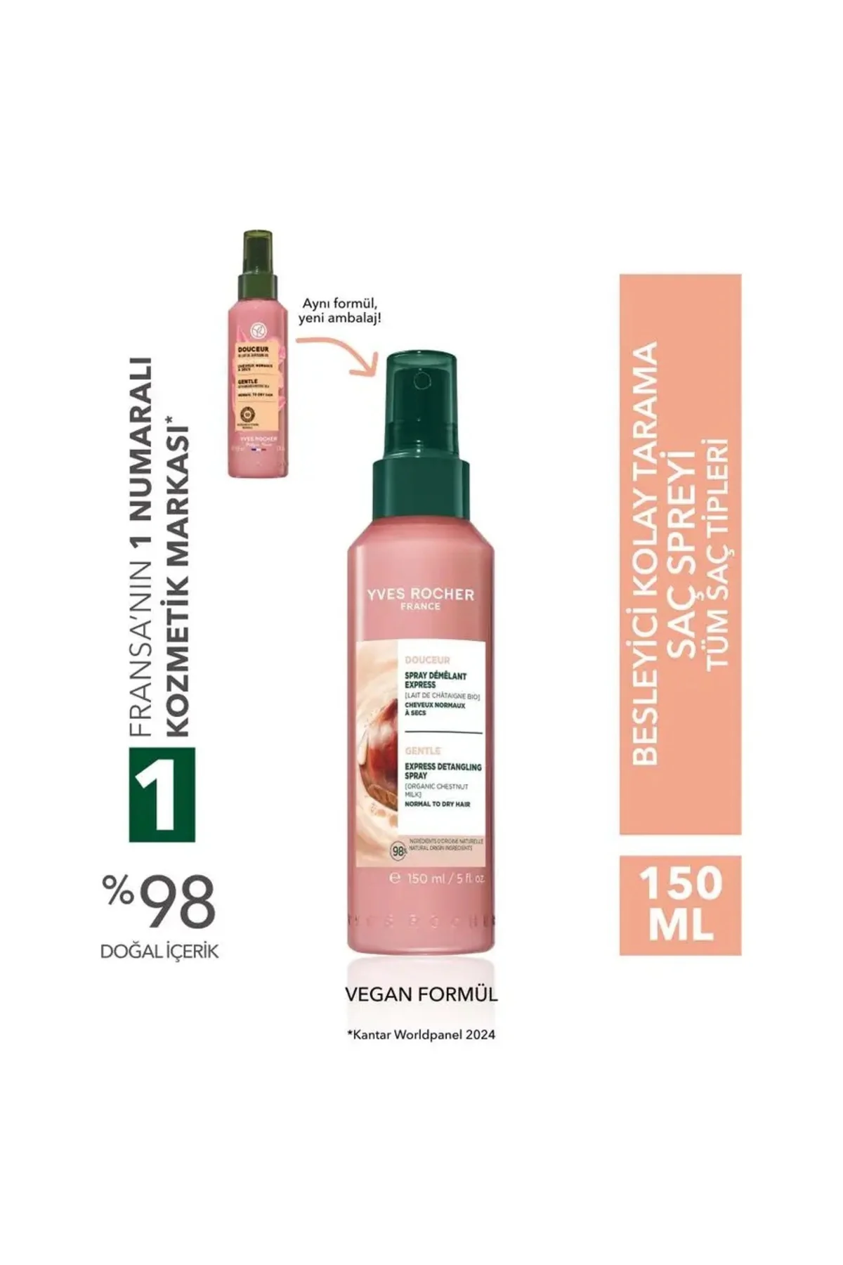 Douceur Kolay Saç Tarama Spreyi Organik Kestane Sütü 150 ML - Car