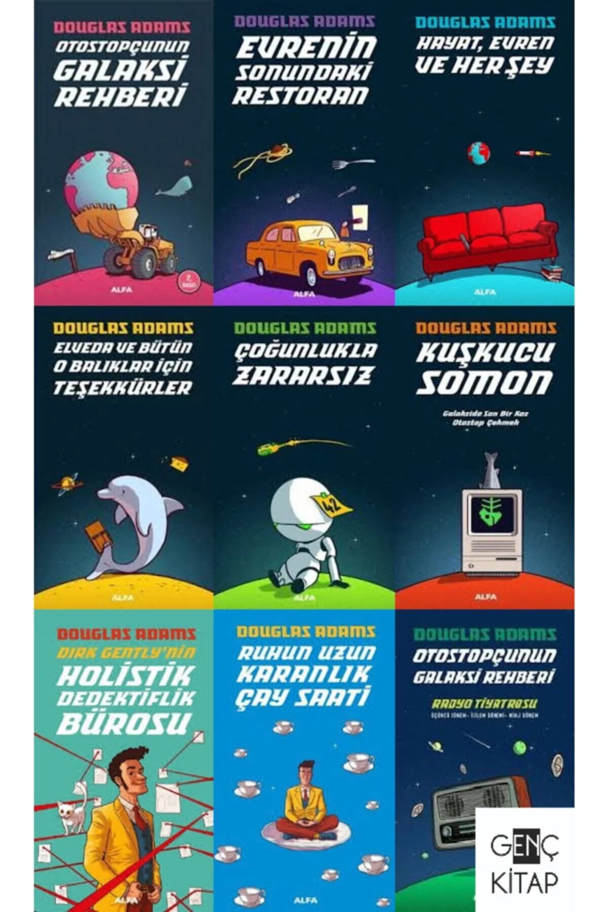 Douglas Adams 9 Kitap Full Set Otostopçunun Galaksi Rehberi-dırk Gently-radyo Tiyatrosu