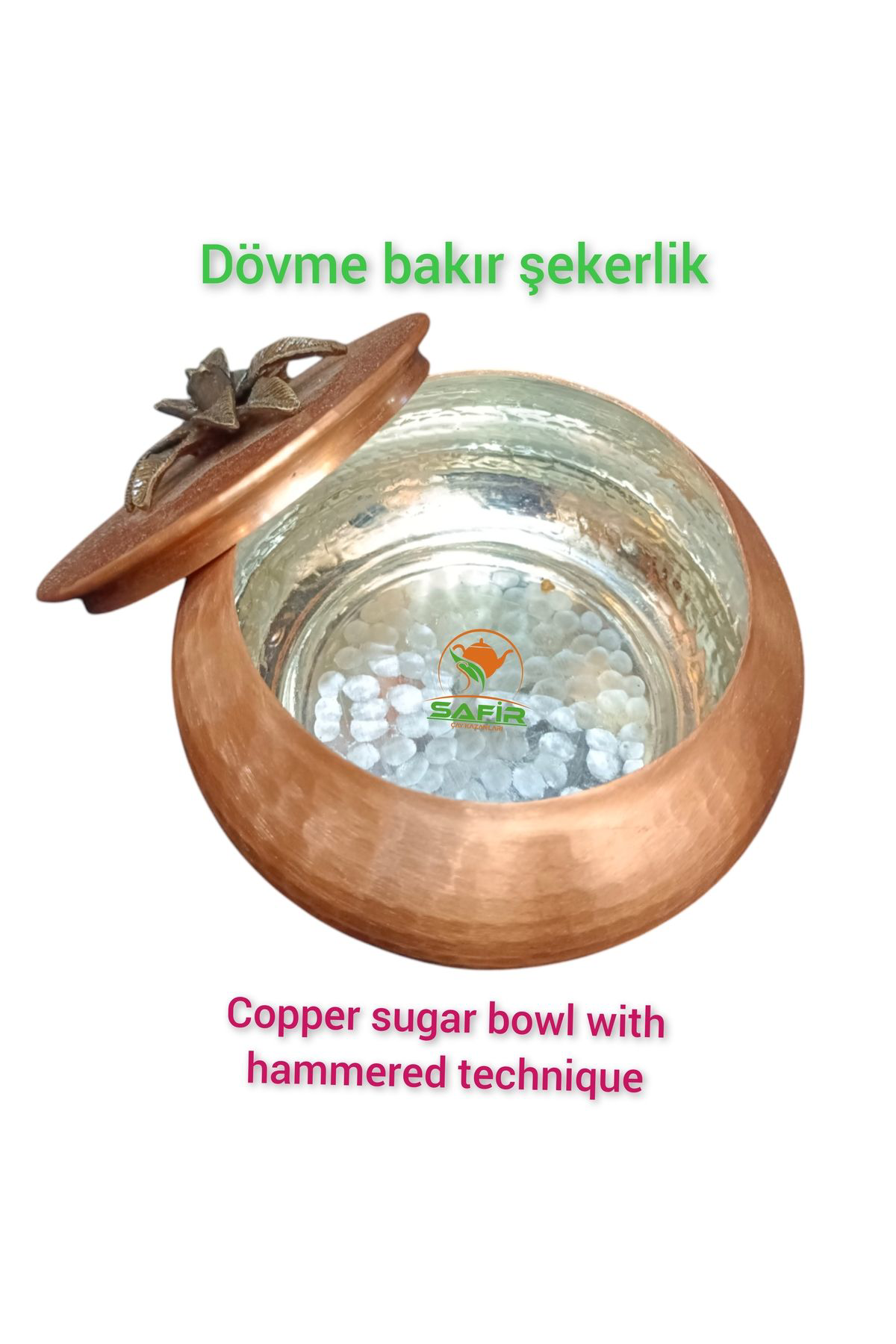 Safir Çay Kazanlari Dövme Bakır Şekerlik Bakır Şekerdanlık Bakır Lokumluk Orta Boy Şe