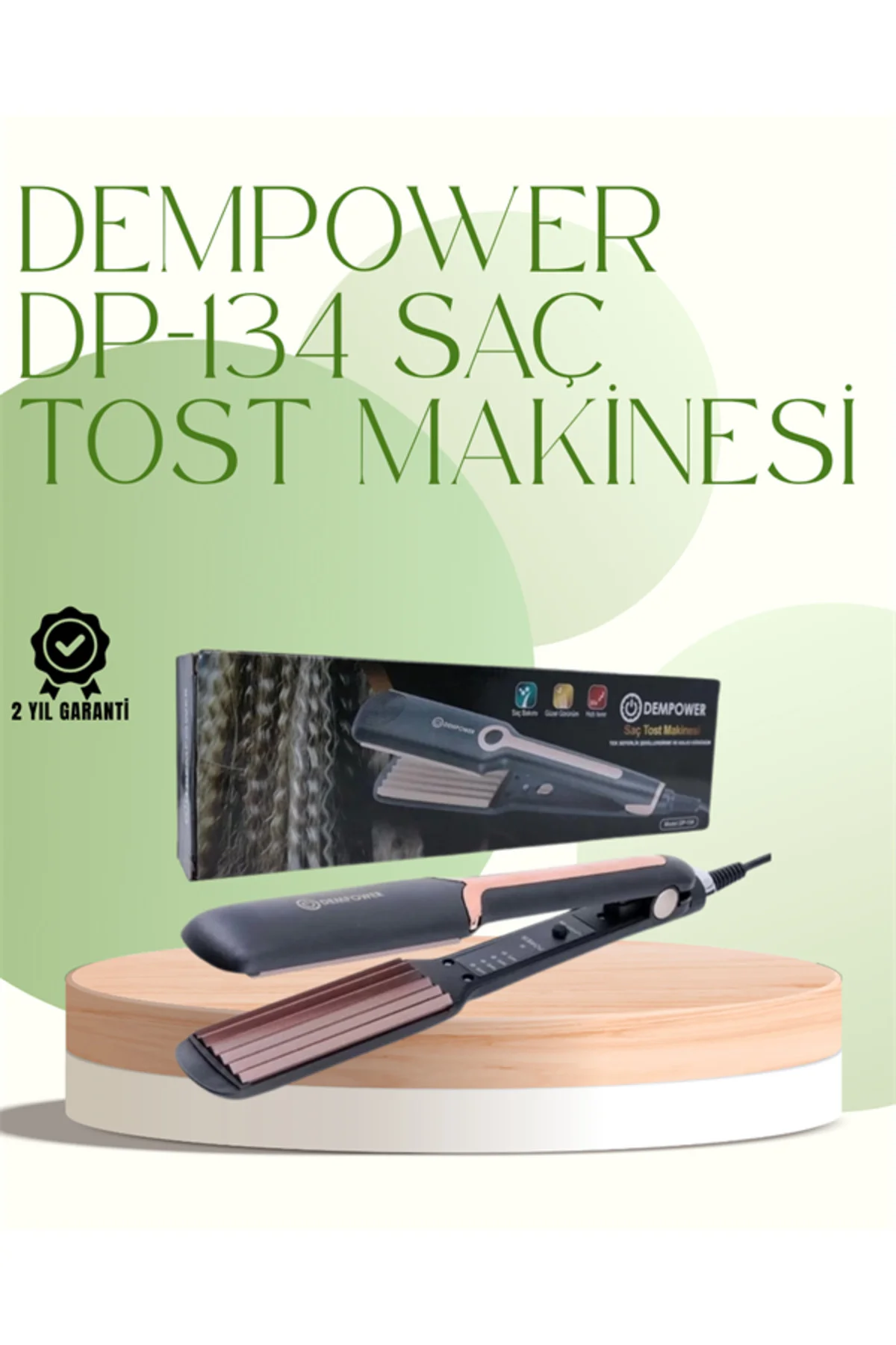 DP-134 Saç Tost Makinesi 220°C Isı Ayarlı 360° Dönebilen Kablo - 