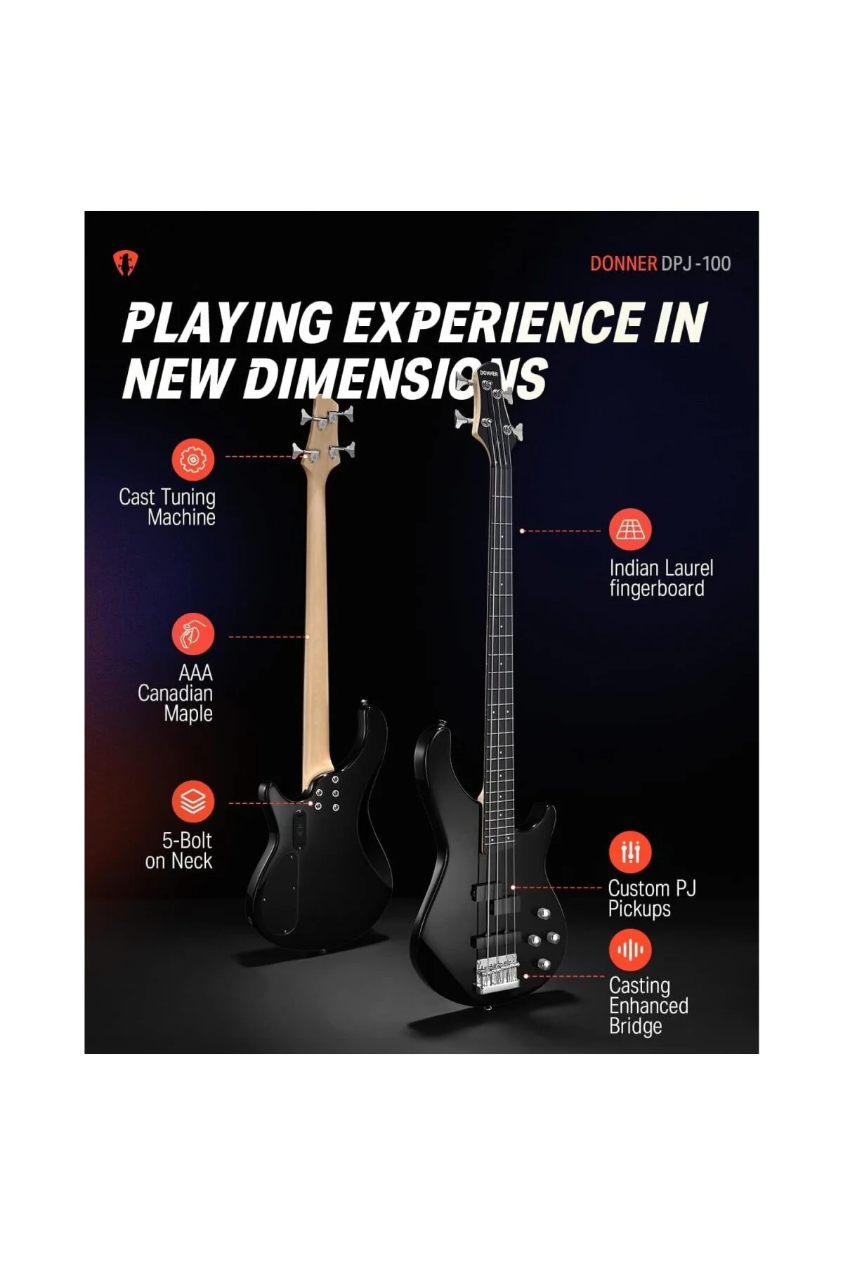 DPJ-100 PJ-Style Bas Gitar (Siyah)