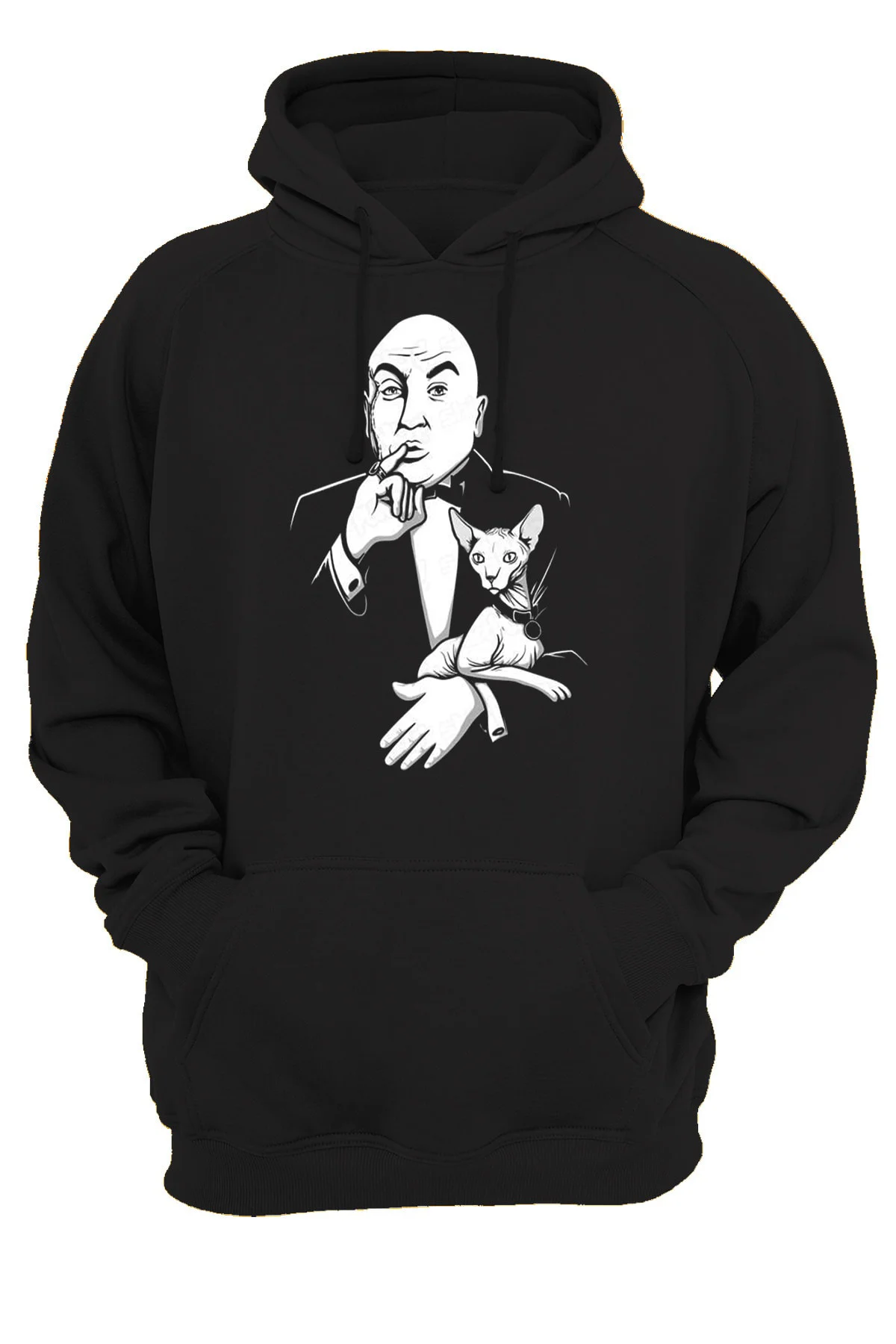 Dr. Evil Baskılı 3 Ipl. Şardonlu 600 Gr. Içi Polar Siyah Kapüşonlu Sweatshirt