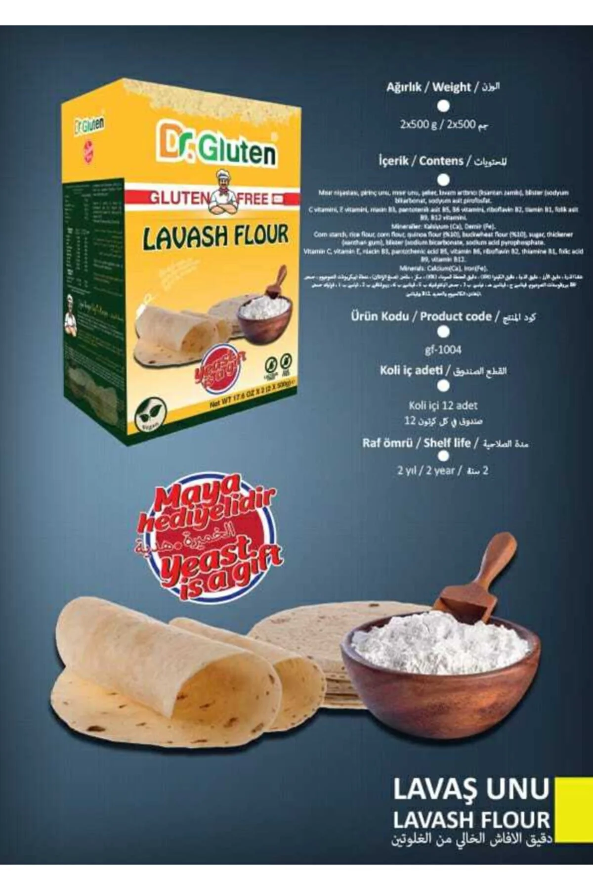 Dr. Gluten Glutensiz Lavaş Unu 1000 G (laktozsuz-yumurtasız) Glut