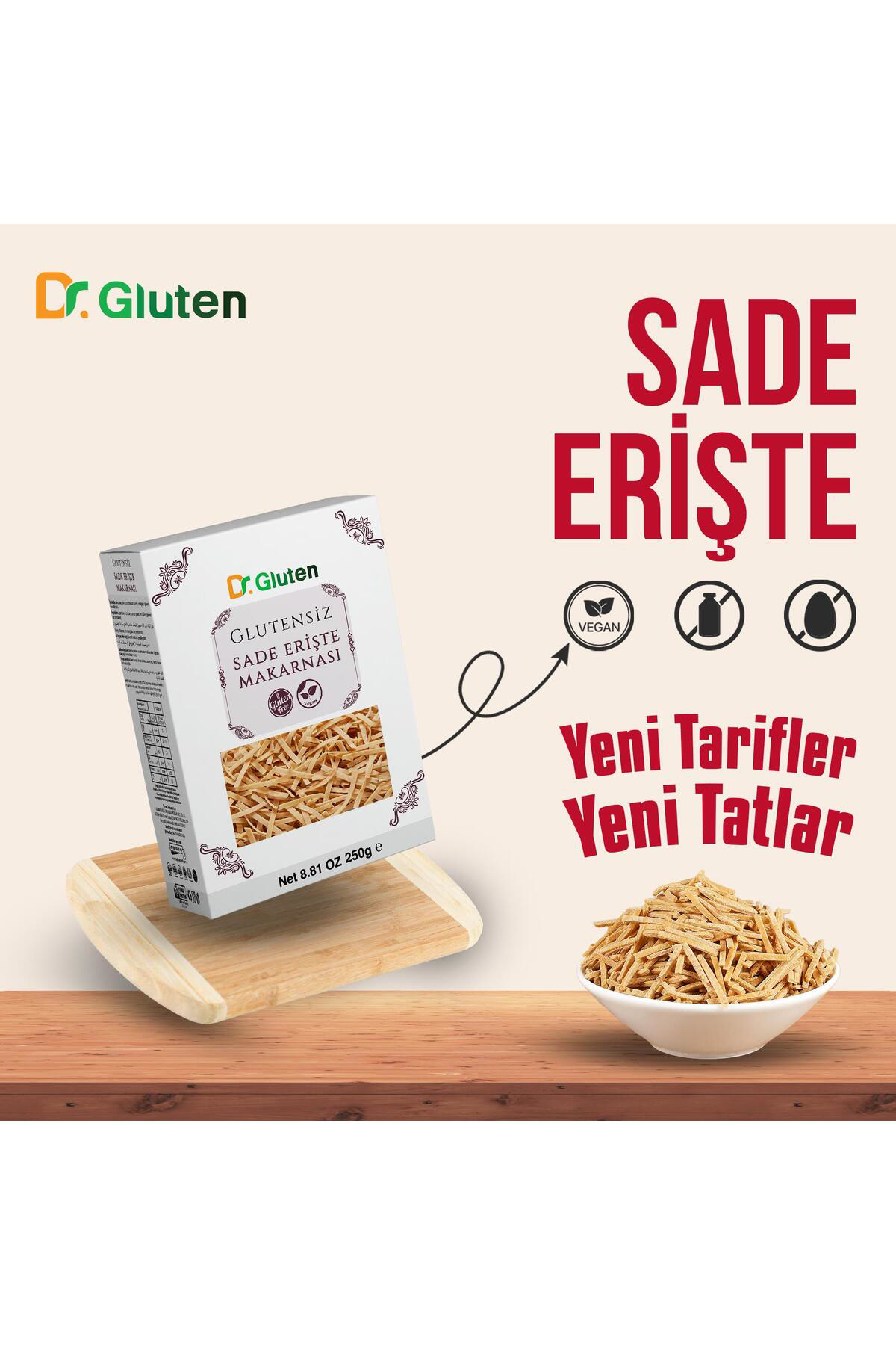 Dr.Gluten Dr Gluten Glutensiz Sade Erişte Makarnasi 250 Gr