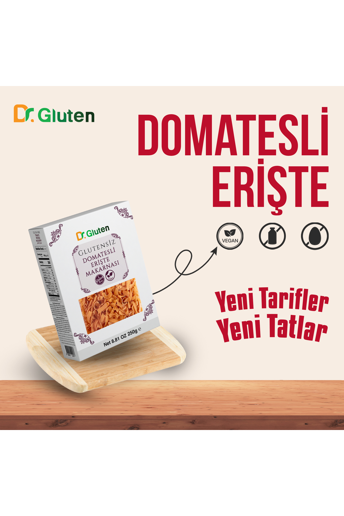 Dr.Gluten Dr Gluten Glutensiz Domatesli Erişte Makarnasi 250