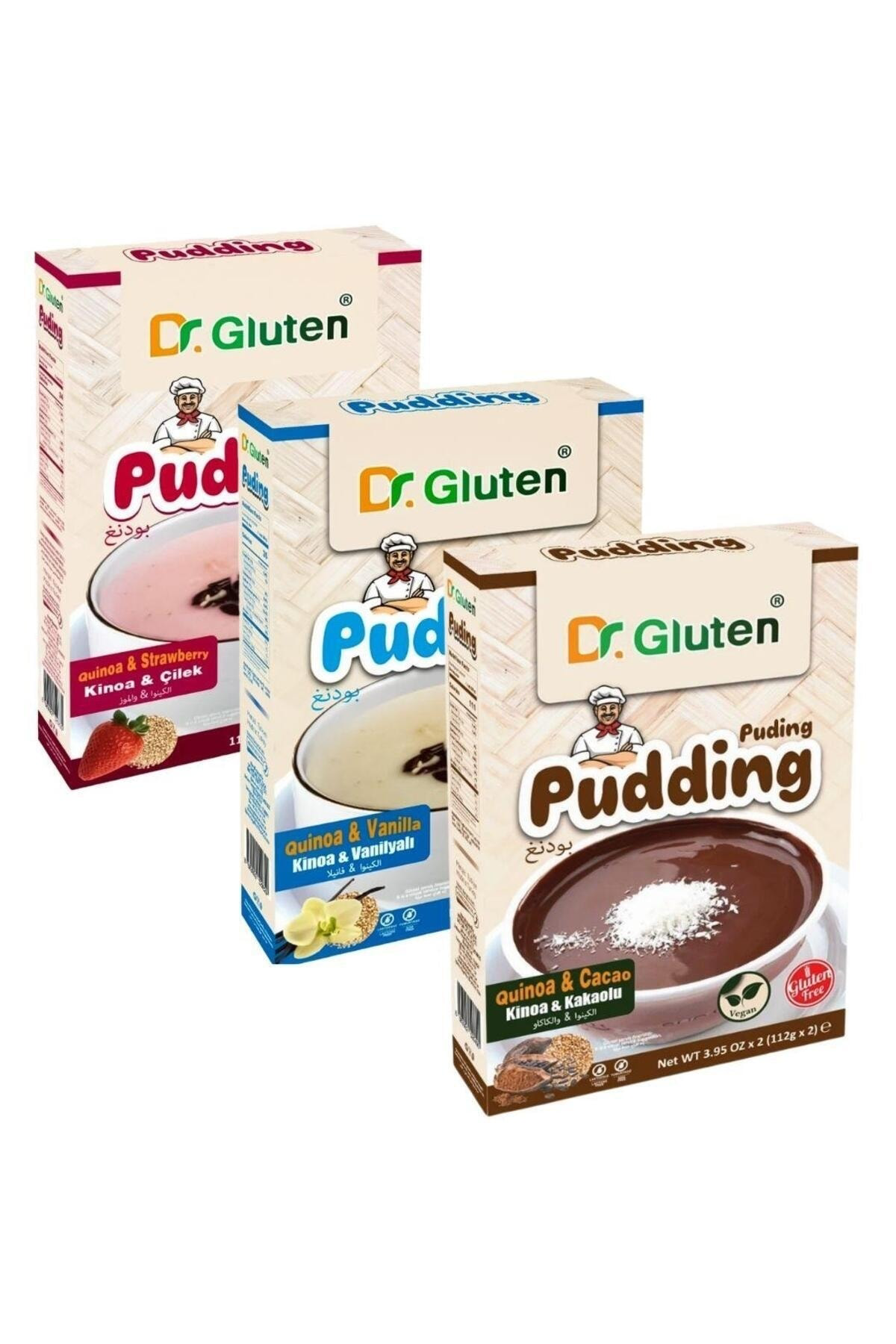 Dr. Gluten Glutensiz Kinoalı ( Kakaolu Çilekli Vanilyalı ) Puding