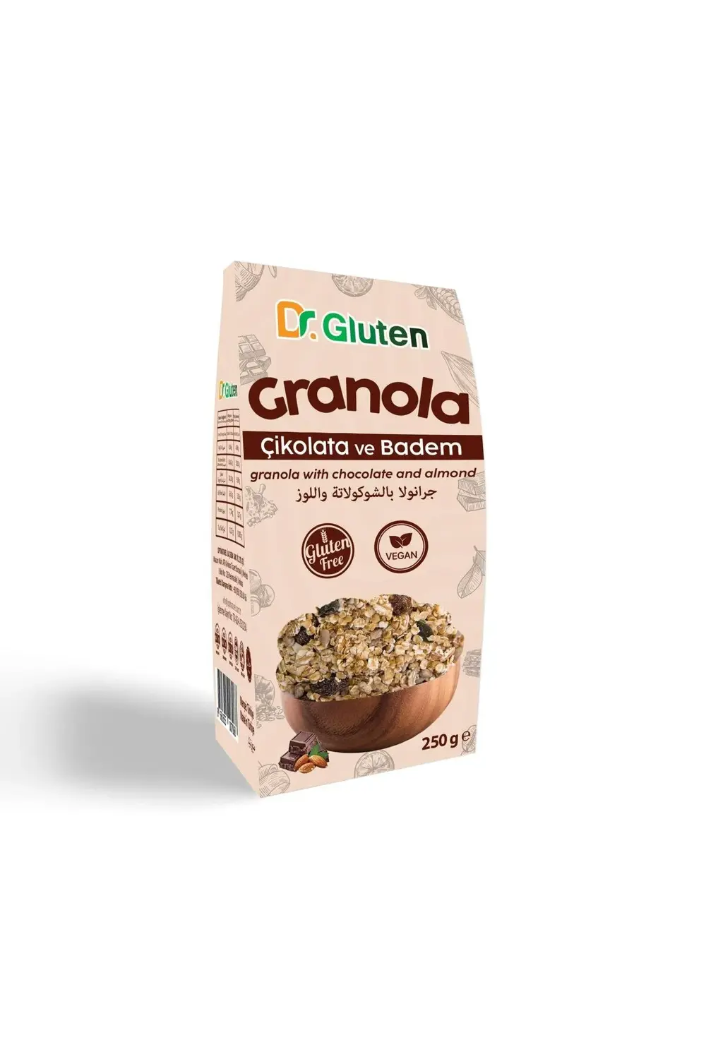DR GLUTEN GLUTENSİZ GRANOLA ÇİKOLATA-BADEM 250 GR