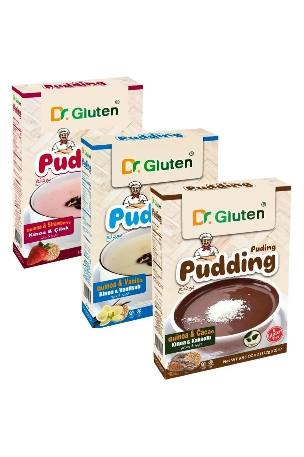 Dr.Gluten Dr. Gluten Glutensiz Kinoalı ( Kakaolu Çilekli Vanilyalı ) Puding
