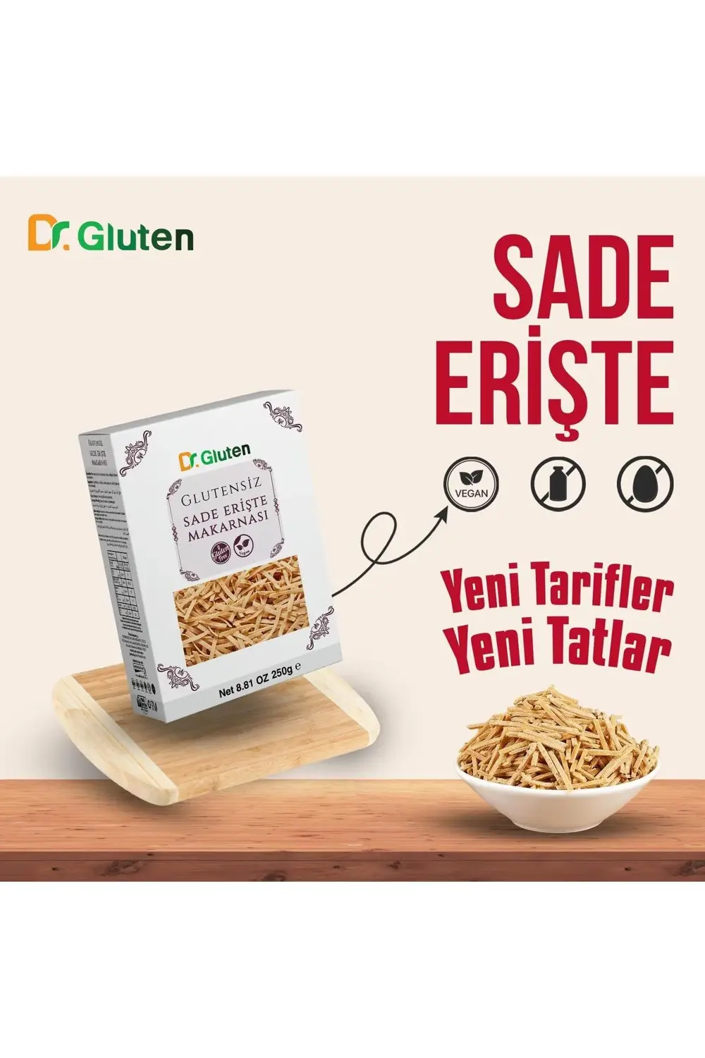 Dr.Gluten Dr Gluten Glutensiz Sade Erişte Makarnasi 250 Gr
