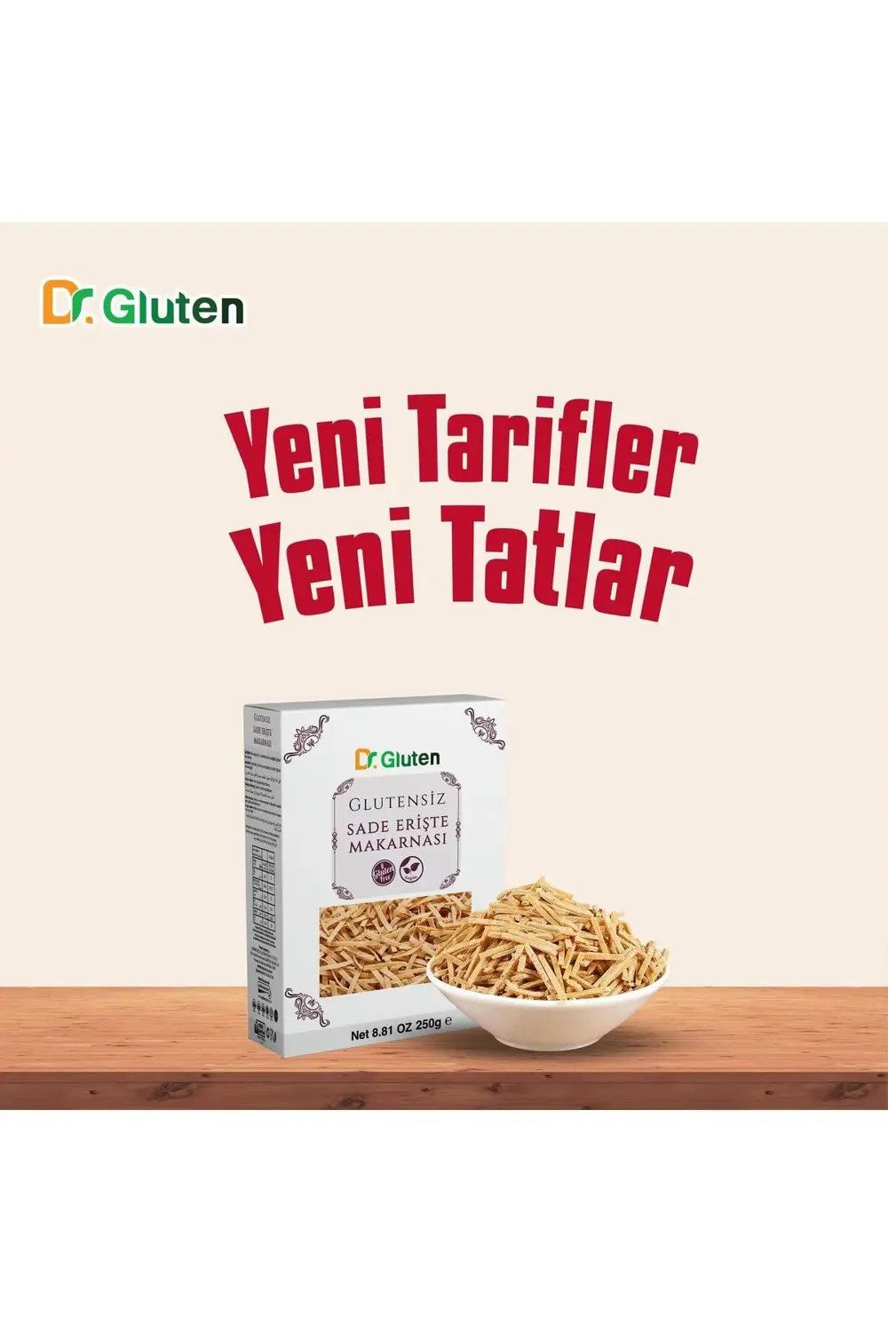 Dr.Gluten Dr Gluten Glutensiz Sade Erişte Makarnasi 250 Gr