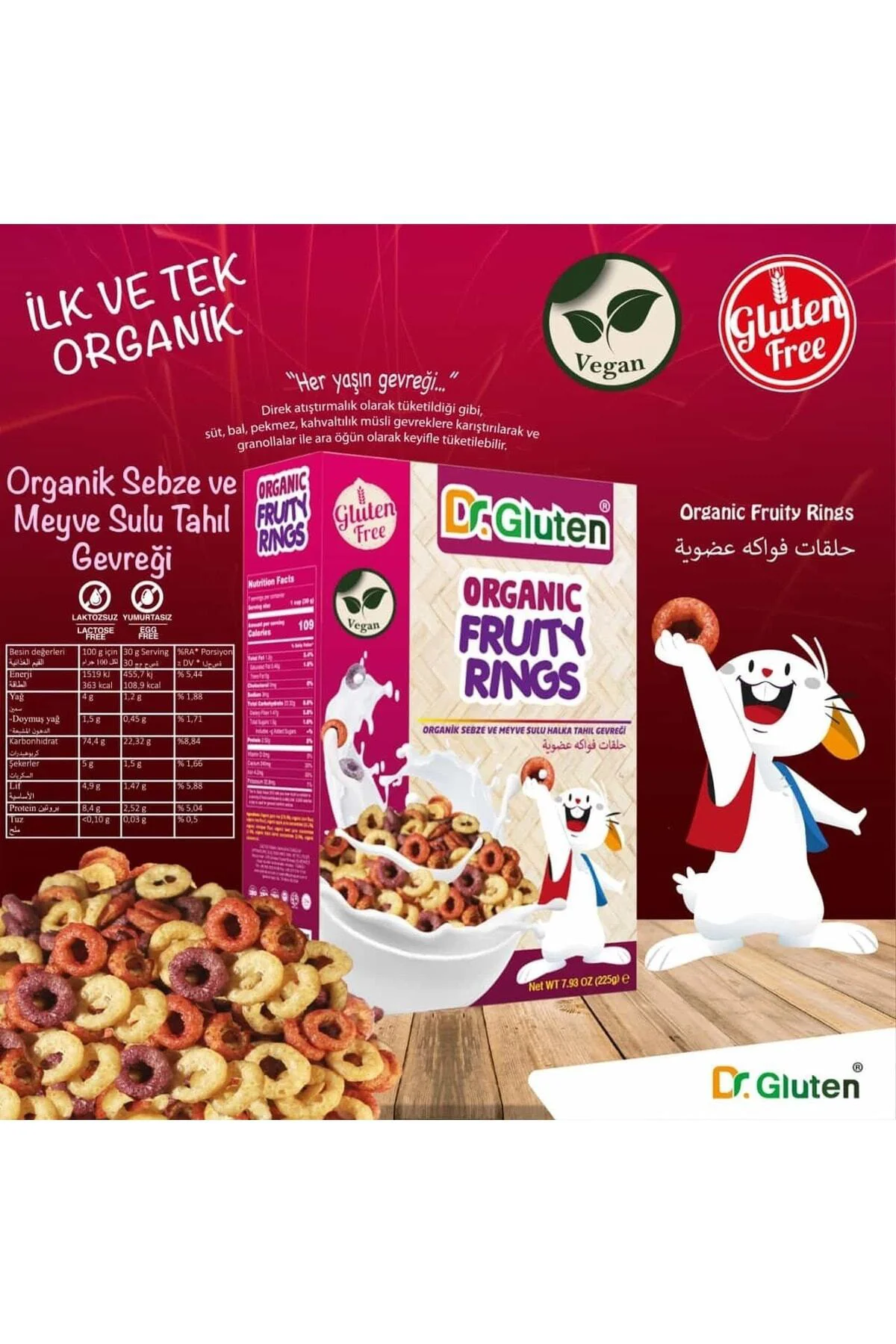 Dr. Gluten Organik Glutensiz Sebze Ve Meyve Sulu Halka Tahıl Gevr