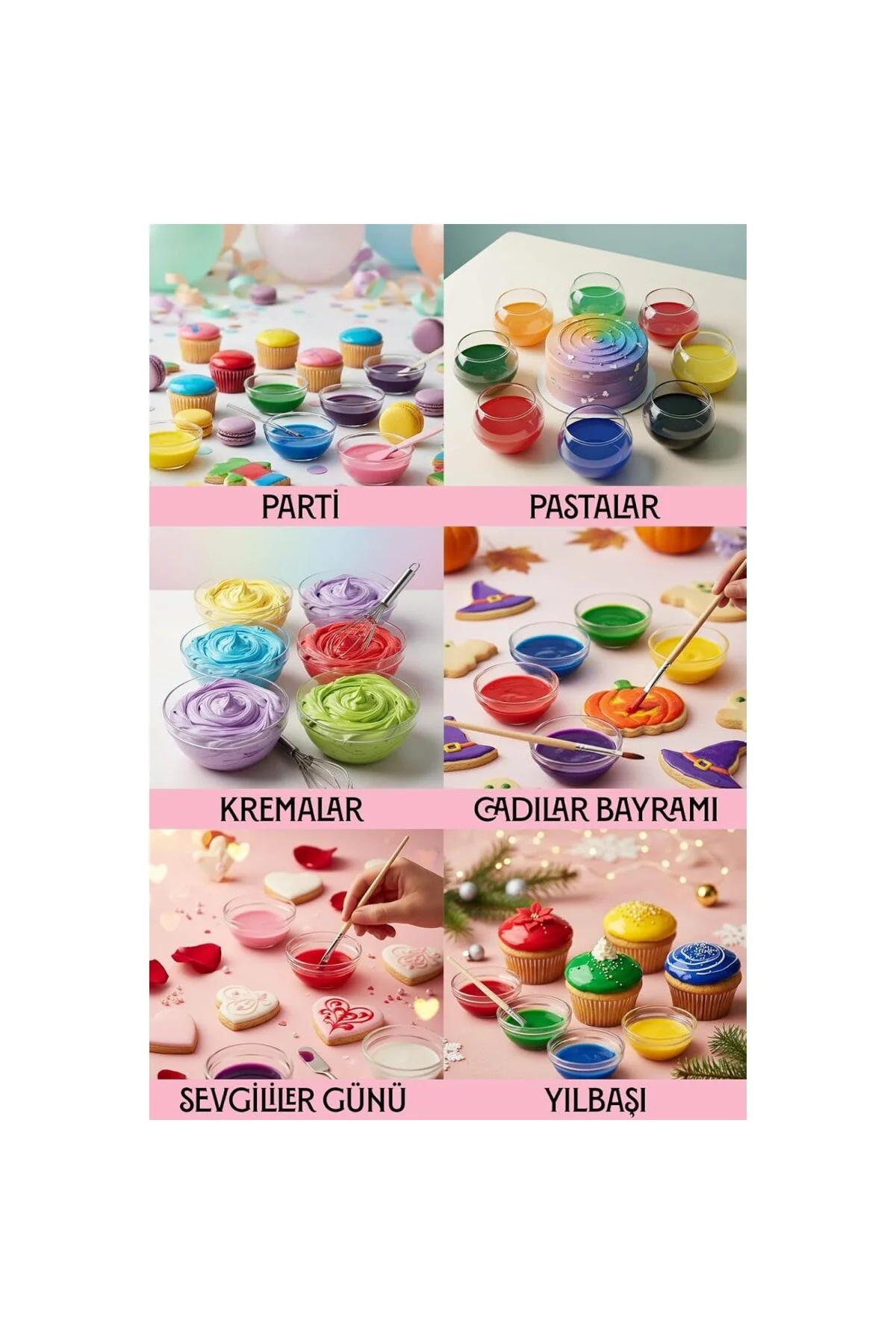 Dr. Gusto Su Bazlı Likit Sıvı Gıda Boyası 25 GR 8'Lİ SET KIRMIZI,