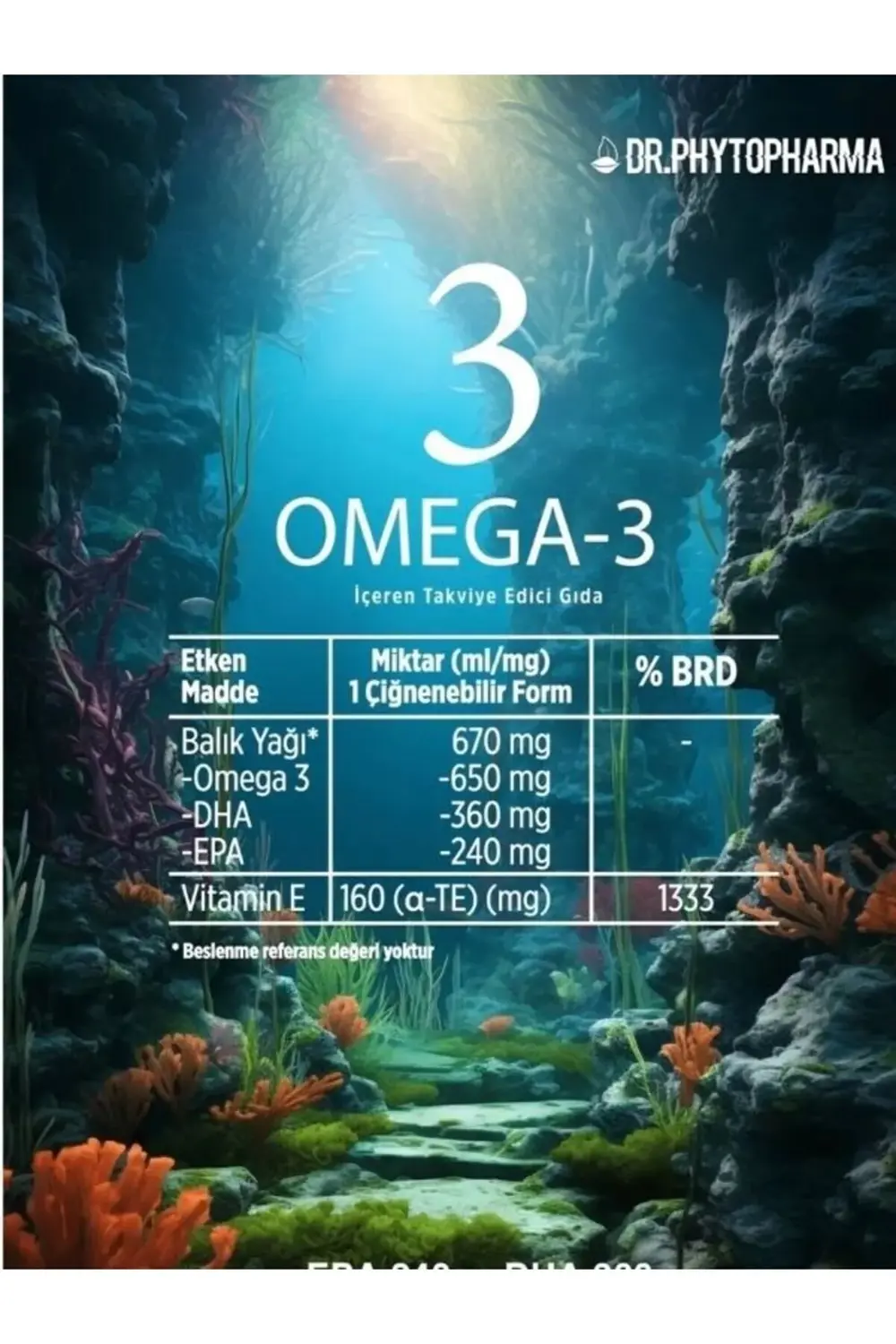 Dr Phytopharma Omega-3 Epa Dha ve Vitamin E İçeren 60LI SOFTGEL K