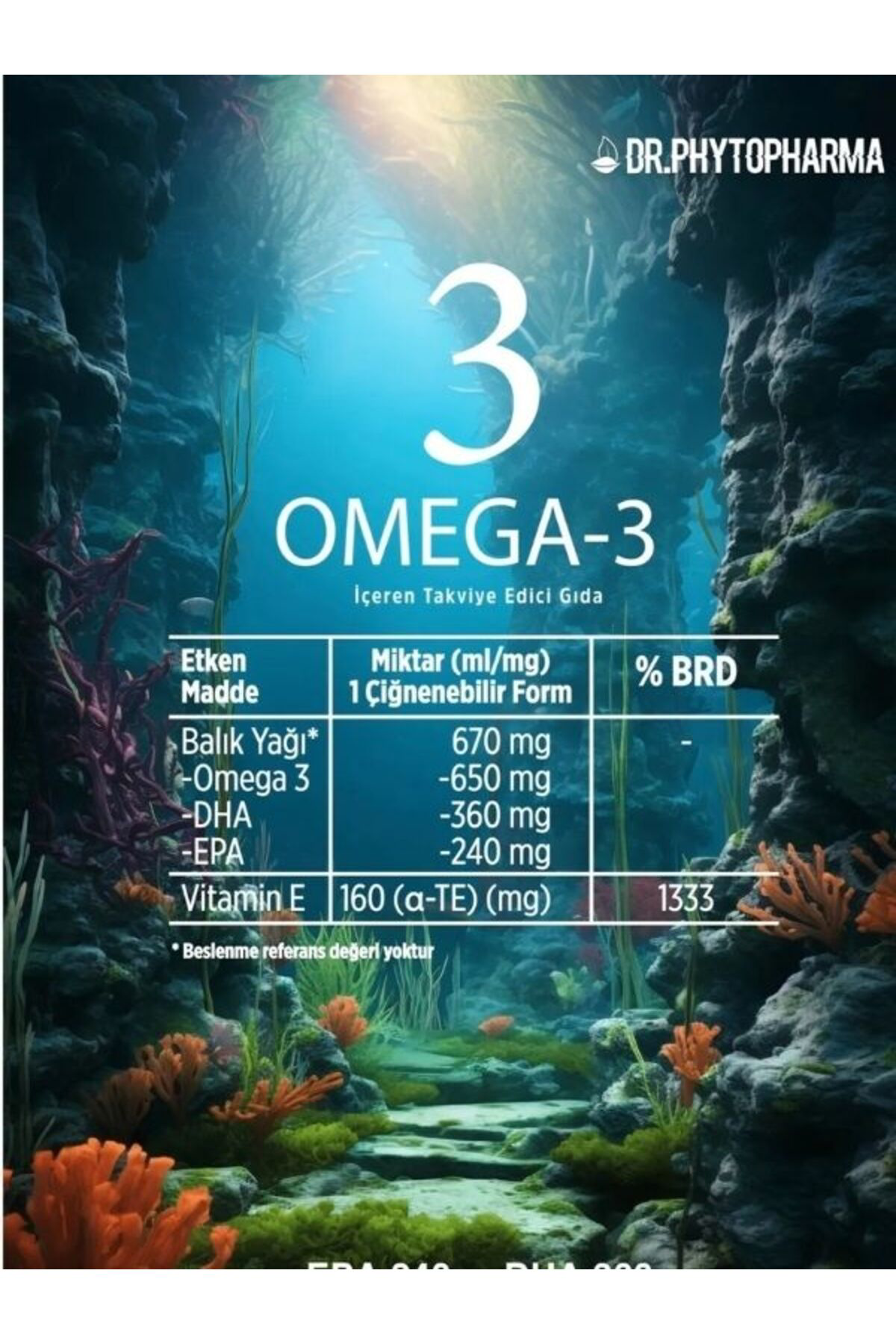 Dr Phytopharma Omega-3 Epa Dha ve Vitamin E İçeren 60LI SOFTGEL K