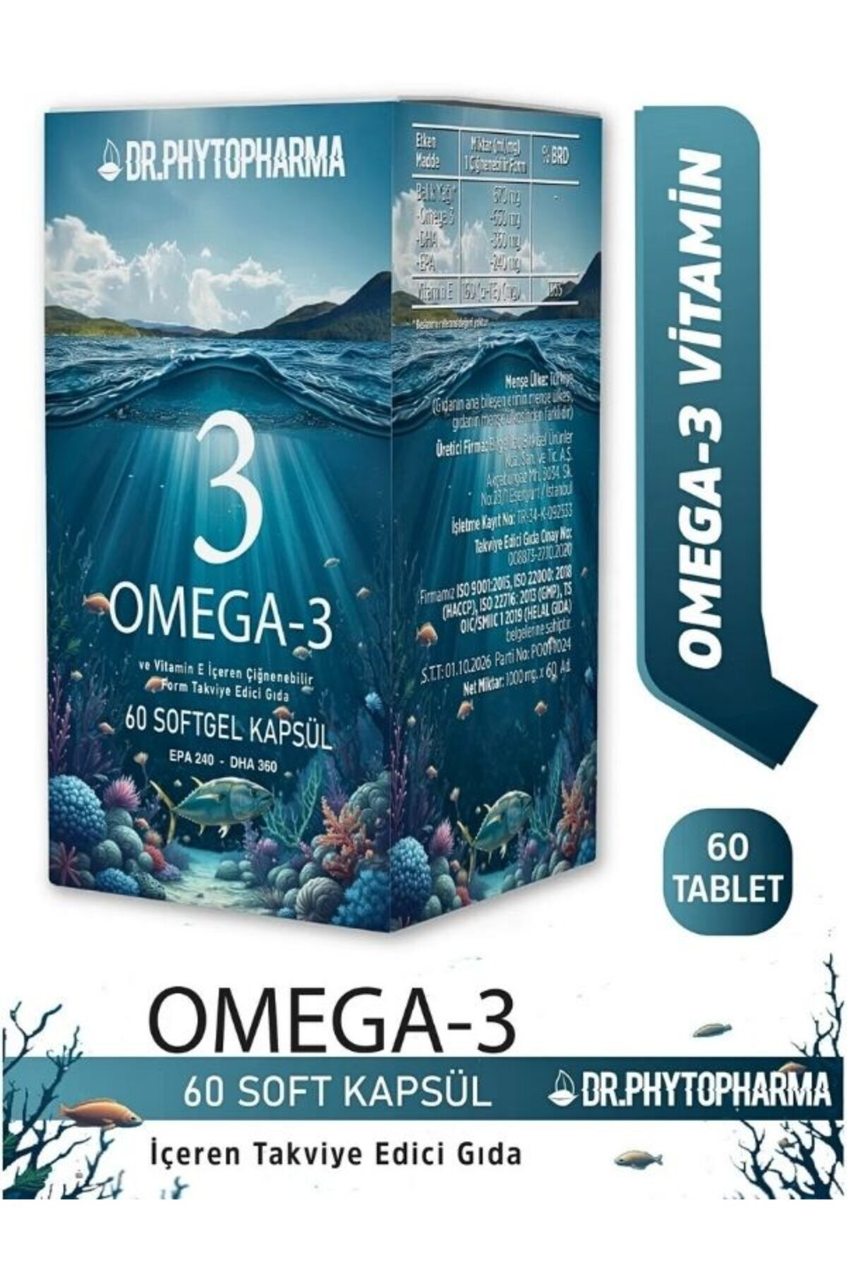 Dr Phytopharma Omega-3 Epa Dha ve Vitamin E İçeren 60LI SOFTGEL K