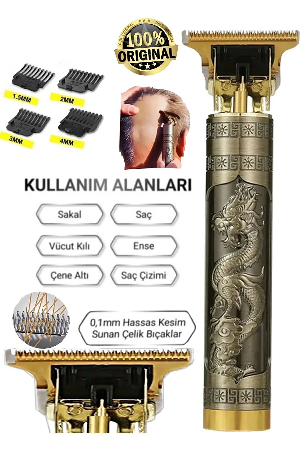 Dragon Çelik Kasa Profesyonel Saç Sakal Ense Çizim Tüm Vücut Tüyü Lazer Öncesi Tıraş Makinesi Fiyatı, Yorumları ve Özellikleri