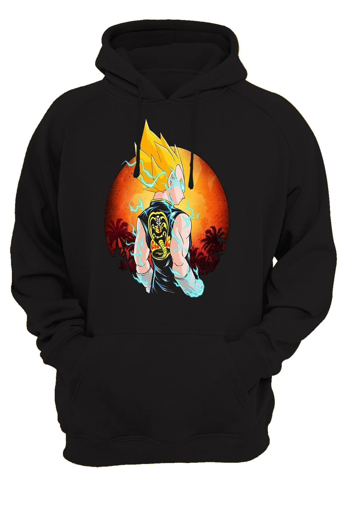 Dragonball Baskılı 3 Ipl. Şardonlu 600 Gr. Içi Polar Siyah Kapüşonlu Sweatshirt