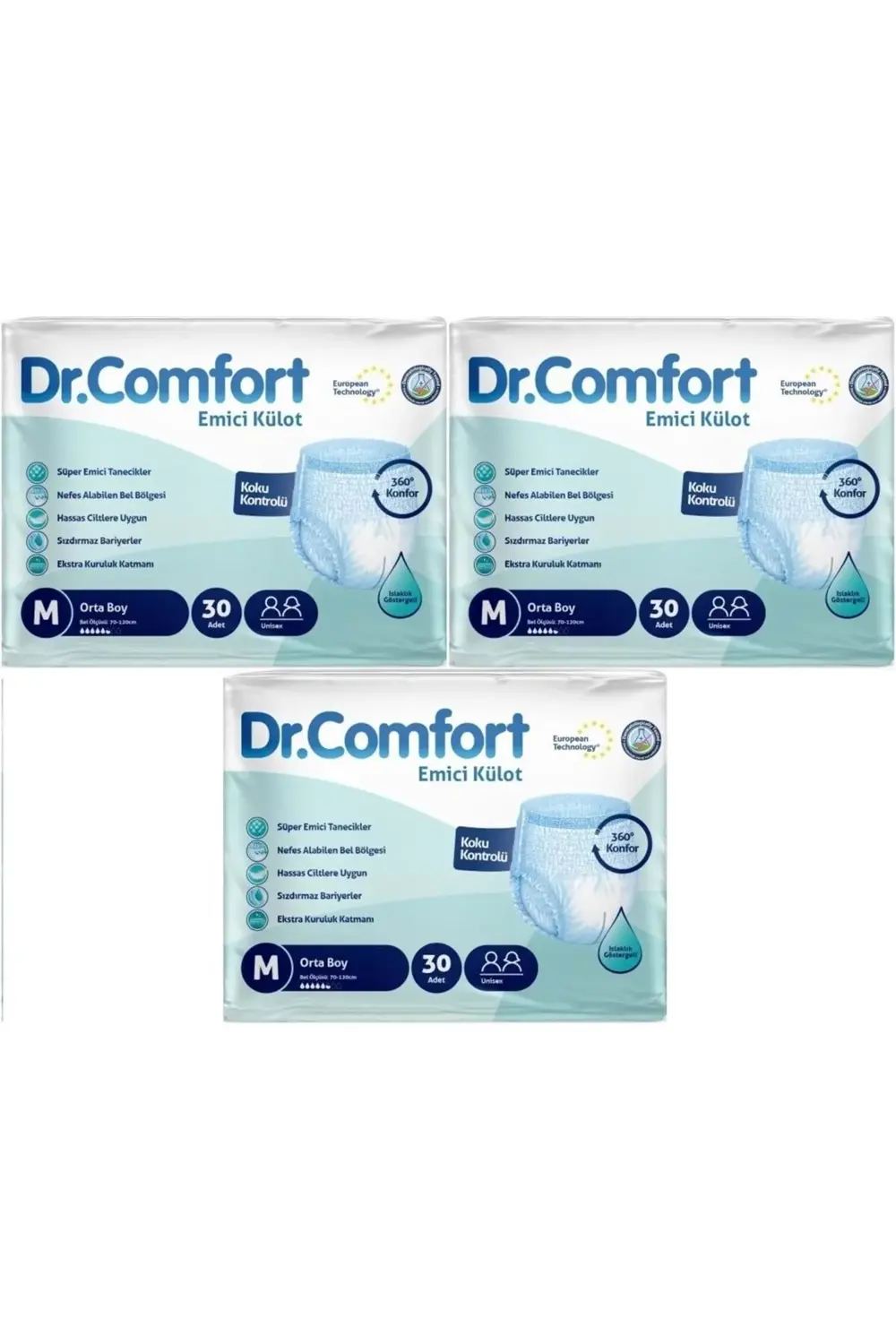 Dr.Comfort Hasta Bezi Yetişkin Emici Külot M-Orta 90 Adet (3Pk*30