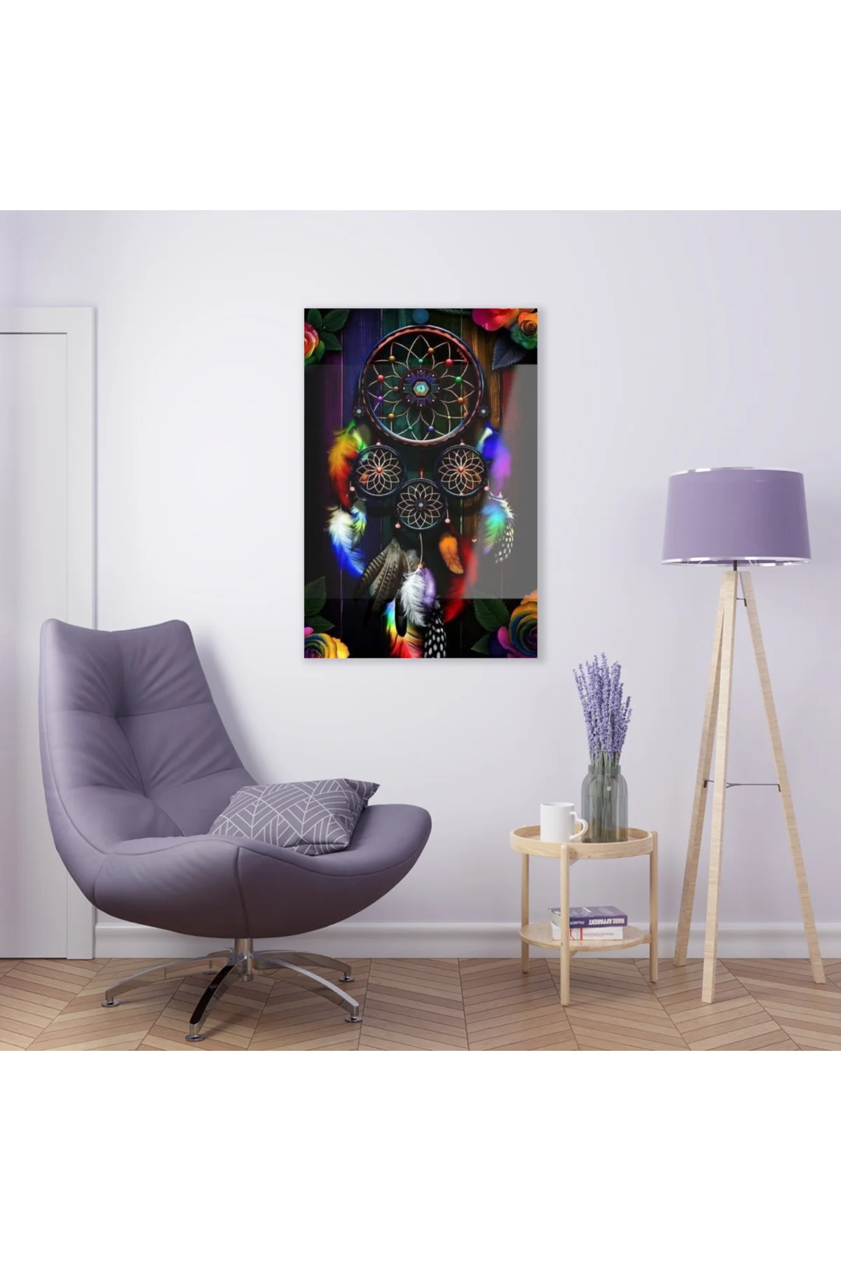 Dream Catcher Düş Kapanı Cam Tablo Duvar Dekoru