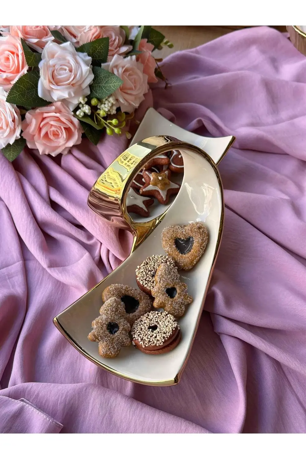 Dream Gold Dikdörtgen Servis Tabağı 2 Bölmeli