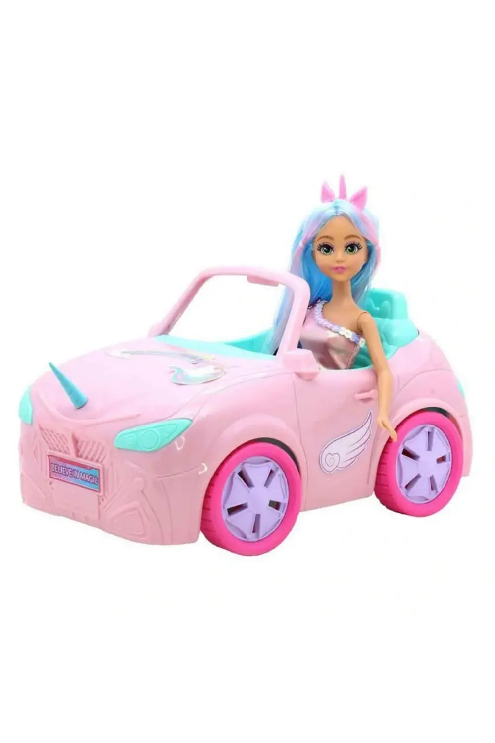 Dreameez Unicorn Pembe Araba ve Prenses Bebek