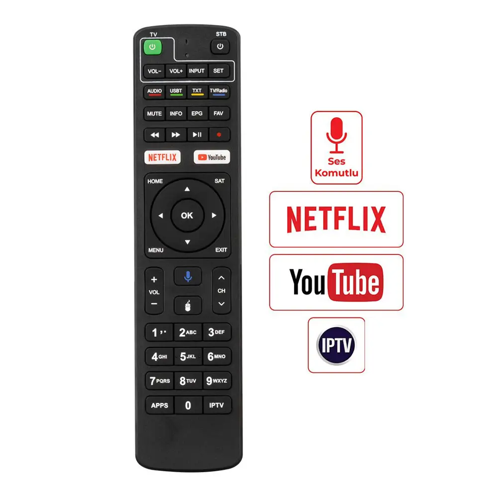 Dreamstar Android Netflix-Youtube Tuşlu Uydu Kumandası - Ses Komu