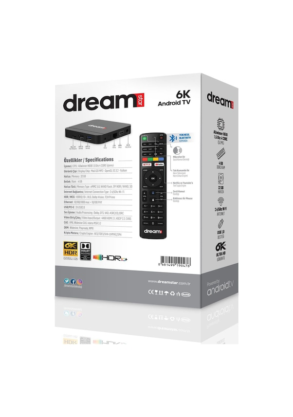 Dreamstar  İ4 4 Gb Ram 32 Gb Hafiza Android 12 Uydu Alici