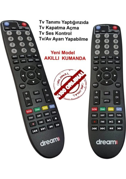 Dreamstar Masterplus Uydu & Tv Akıllı Kumandası (Orjinal) Dreamstar Masterplus Uydu & Tv Akıllı Kumandası (Orjinal)