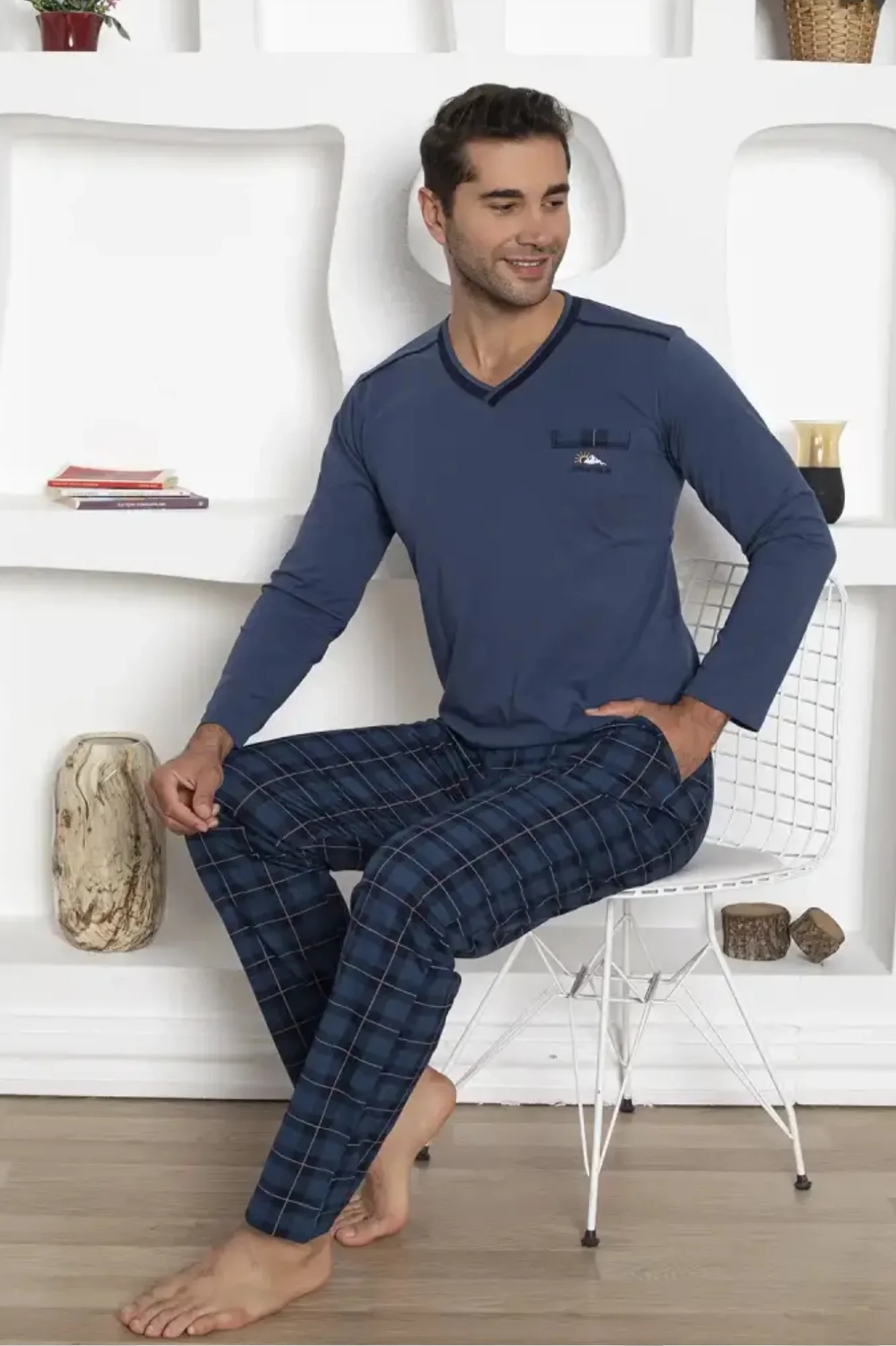 Dreamy Ekoseli Kısa Kollu V Yaka Cepli Erkek Pijama Takımı, Lacivert, M Fiyatı, Yorumları ve Özellikleri