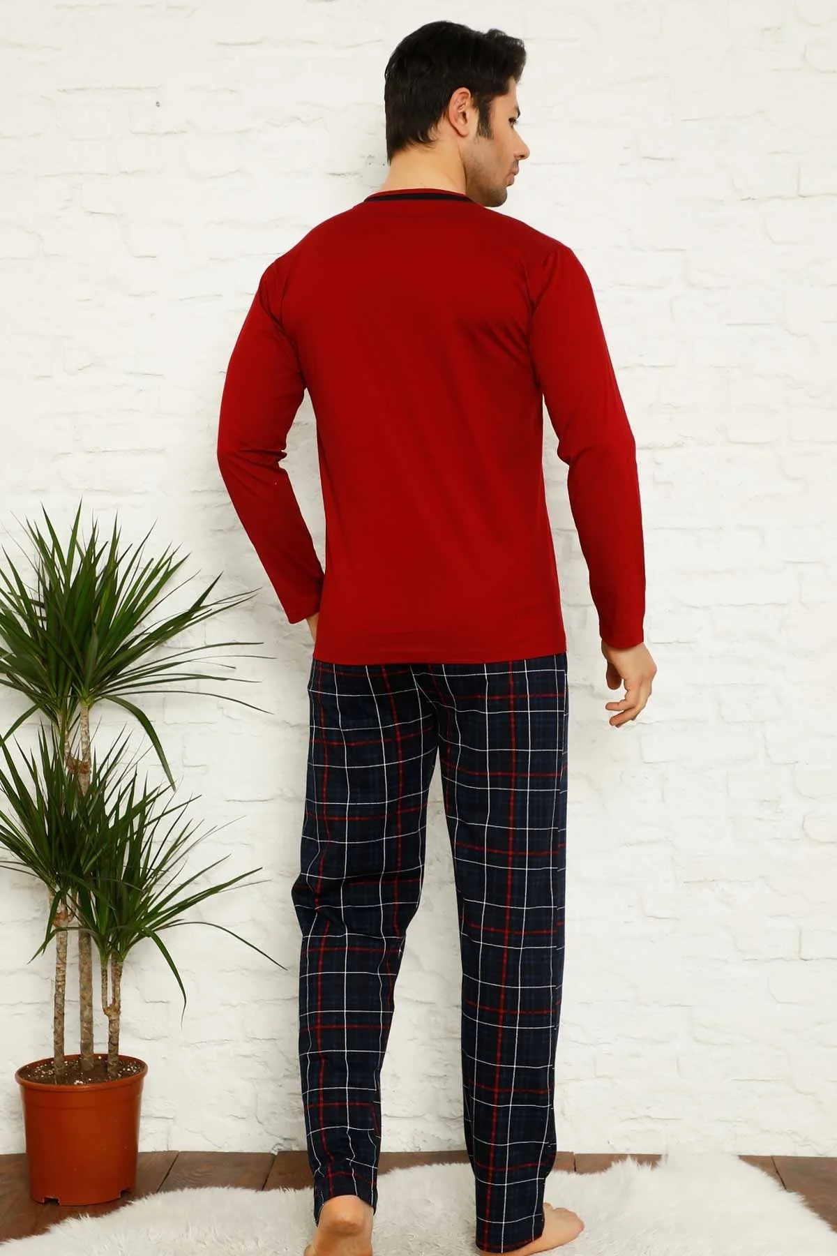 Dreamy Ekoseli Kısa Kollu V Yaka Cepli Erkek Pijama Takımı, Kırmızı Lacivert, XXL Fiyatı, Yorumları ve Özellikleri