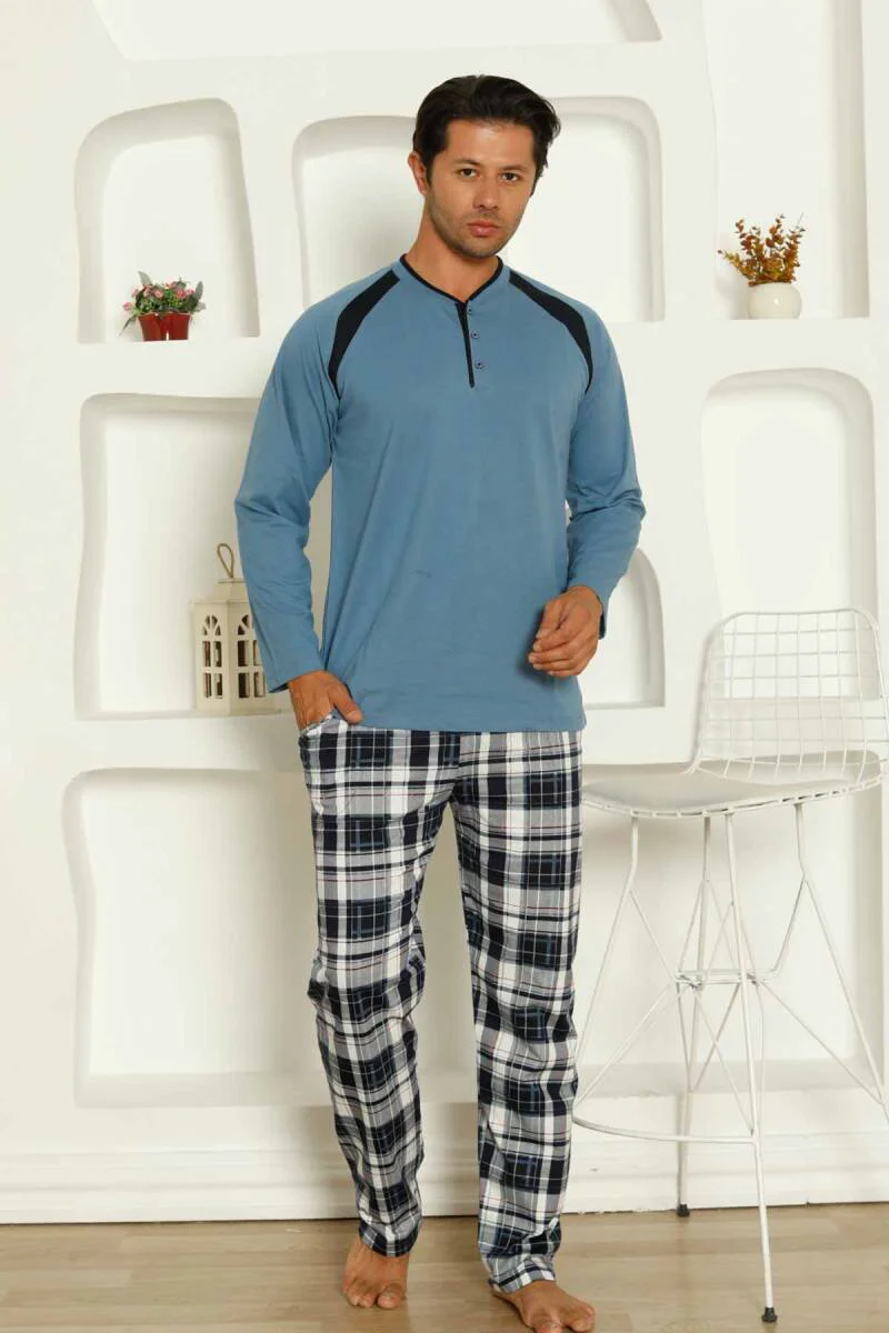 Dreamy Ekoseli Kısa Kollu V Yaka Cepli Erkek Pijama Takımı, Mavi, M Fiyatı, Yorumları ve Özellikleri