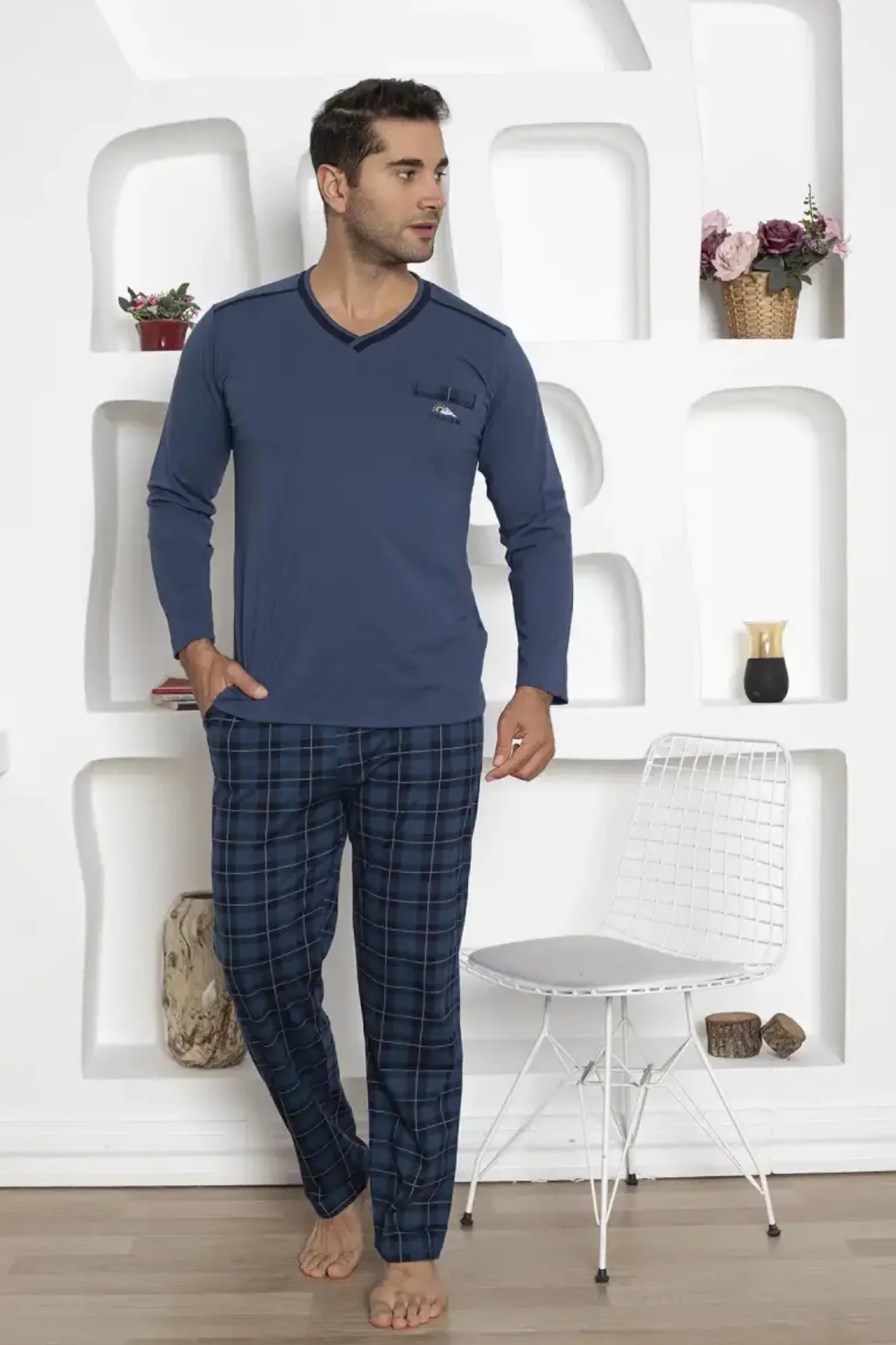 Dreamy Ekoseli Kısa Kollu V Yaka Cepli Erkek Pijama Takımı, Lacivert, M Fiyatı, Yorumları ve Özellikleri