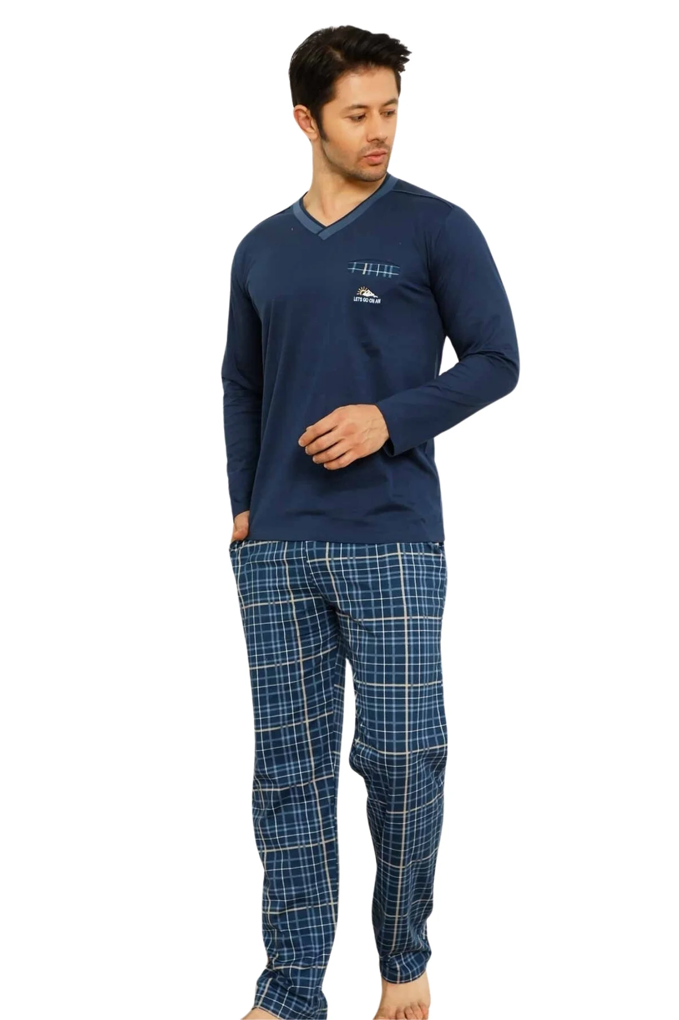 Dreamy Ekoseli Kısa Kollu V Yaka Cepli Erkek Pijama Takımı, Lacivert, M Fiyatı, Yorumları ve Özellikleri