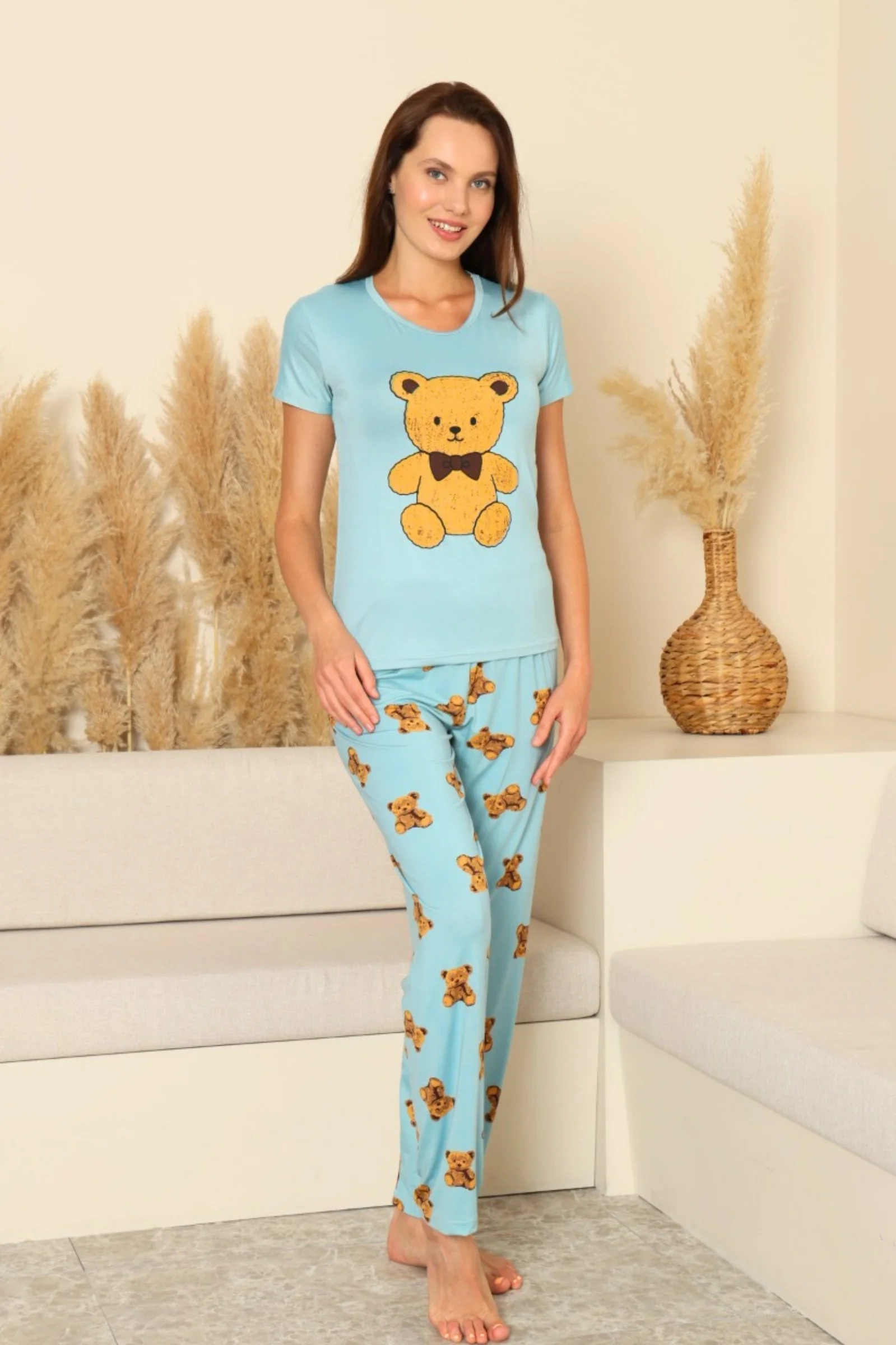 Dreamy Milan Bambu Likralı Desenli Kısa Kollu Pijama Takımı, Mavi, XL Fiyatı, Yorumları ve Özellikleri