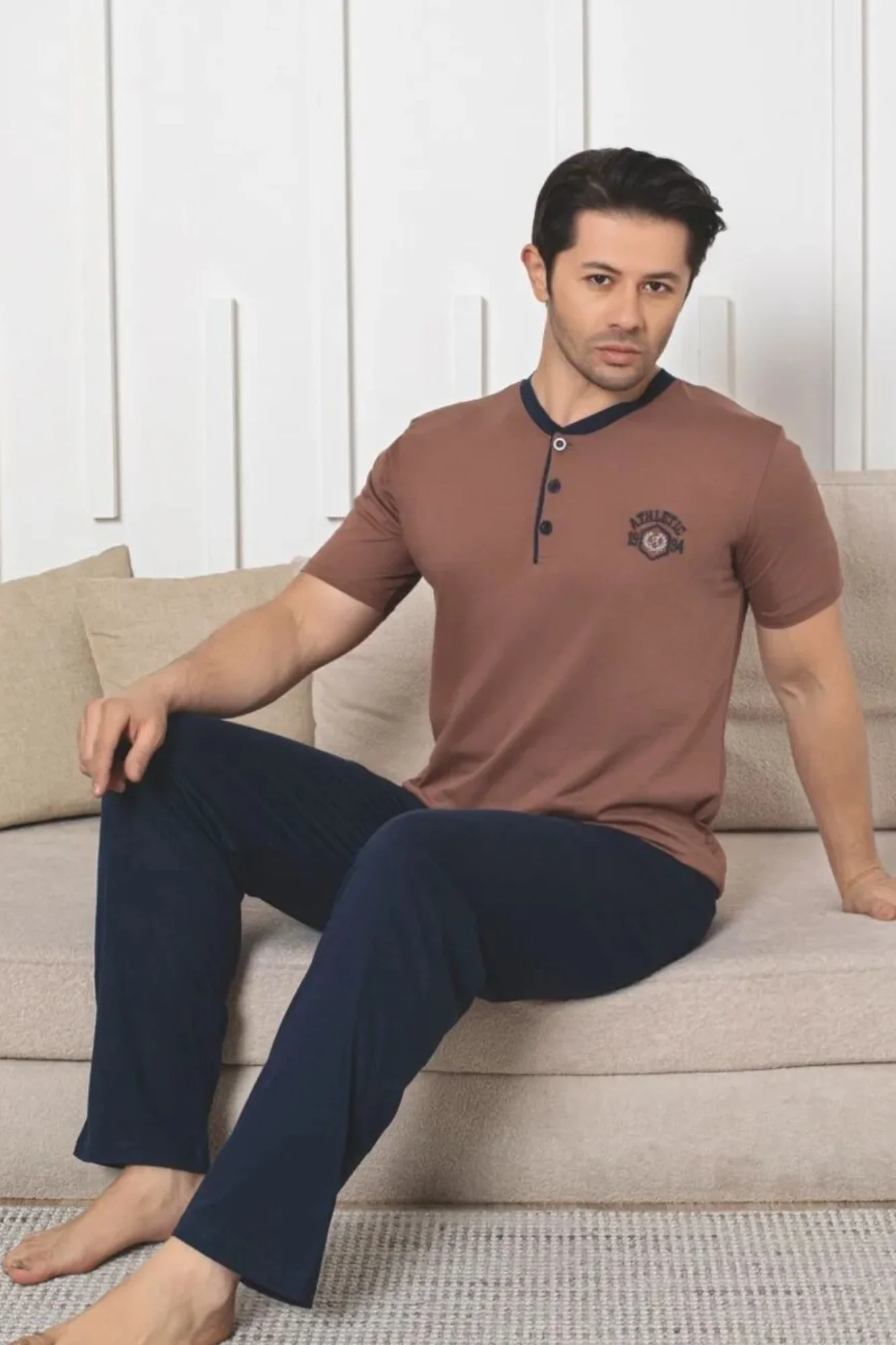 Dreamy Pamuklu Cepli Kısa Kollu Örme Erkek Pijama Takımı, Kahverengi, M Fiyatı, Yorumları ve Özellikleri