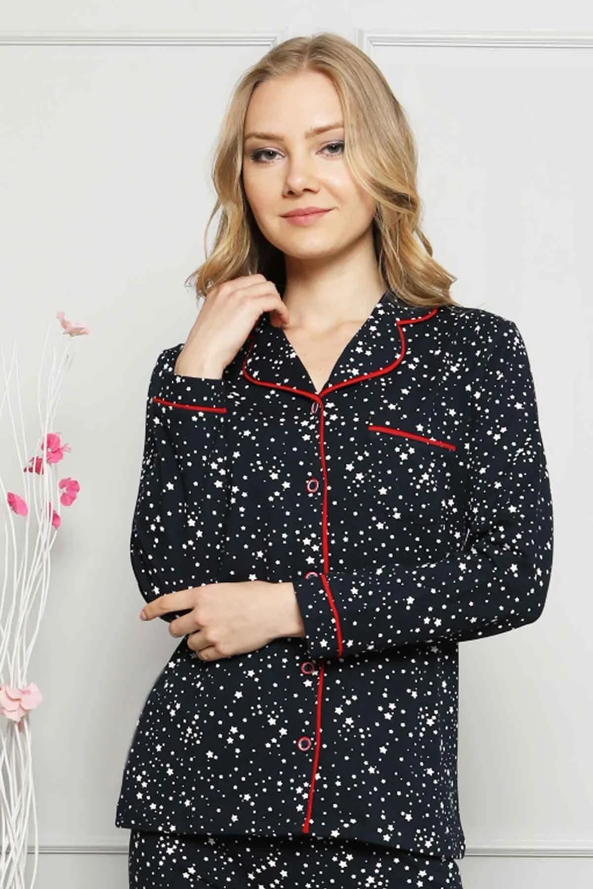 Dreamy Yıldız Desenli Biyeli Gömlek Pijama Takımı, Lacivert, L Fiyatı, Yorumları ve Özellikleri