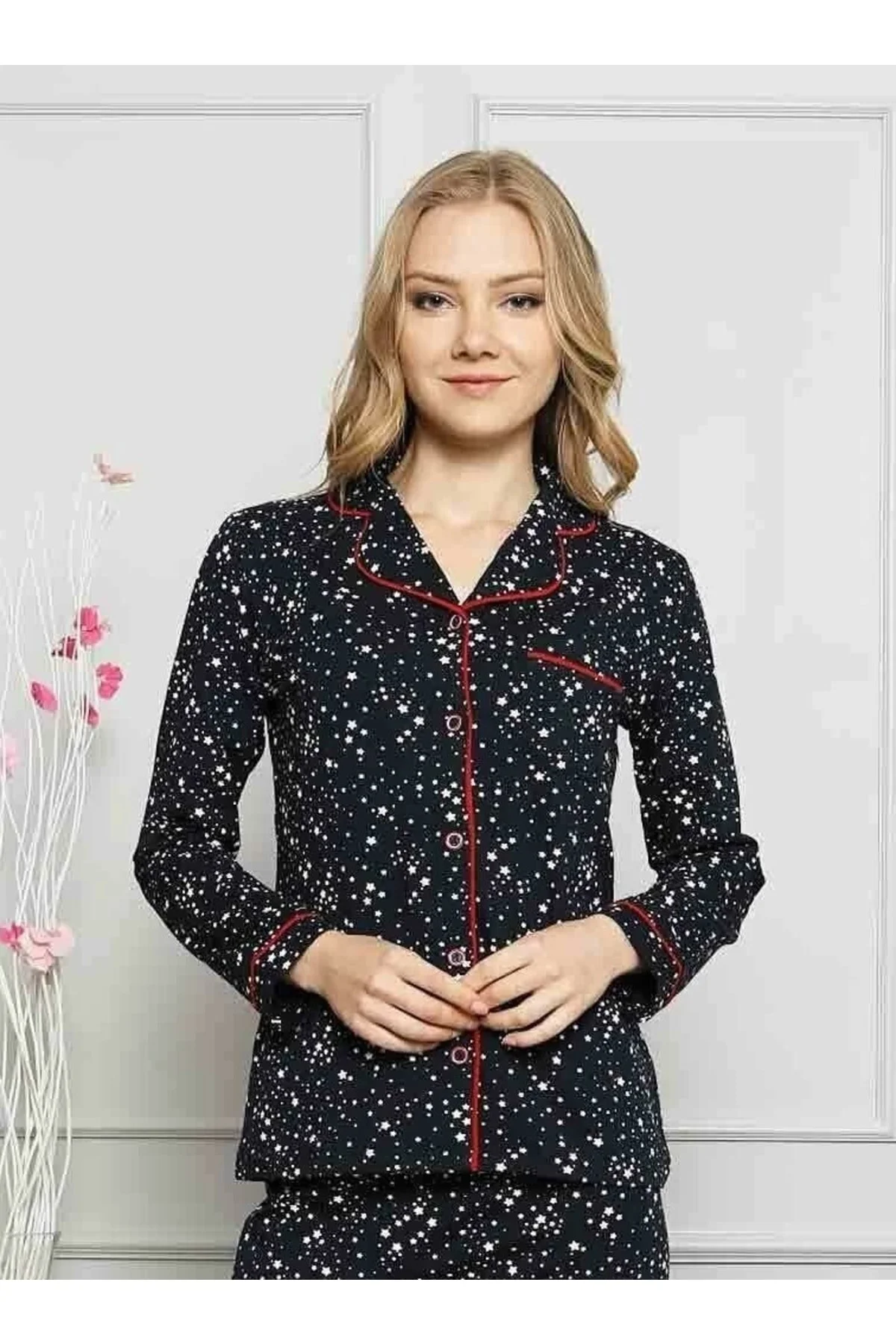 Dreamy Yıldız Desenli Biyeli Gömlek Pijama Takımı, Lacivert, L Fiyatı, Yorumları ve Özellikleri