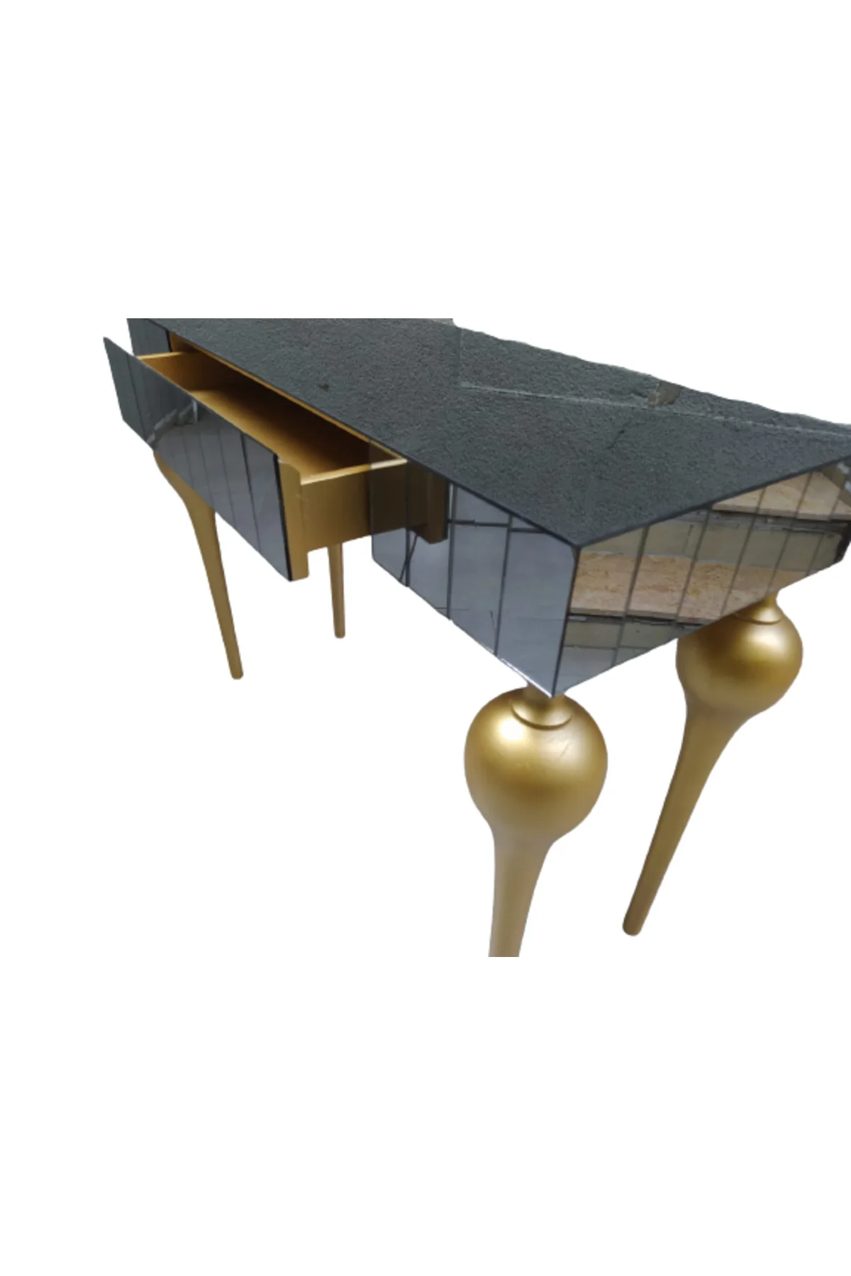 Dresuar 12388 TOMBUL ayak Model Kayın MDF tabl Parlak gold Ayak Füme cam Kaplama Dresuar 12388 TOMBUL ayak Model Kayın MDF tabl Parlak gold Ayak Füme cam Kaplama - Görsel 6