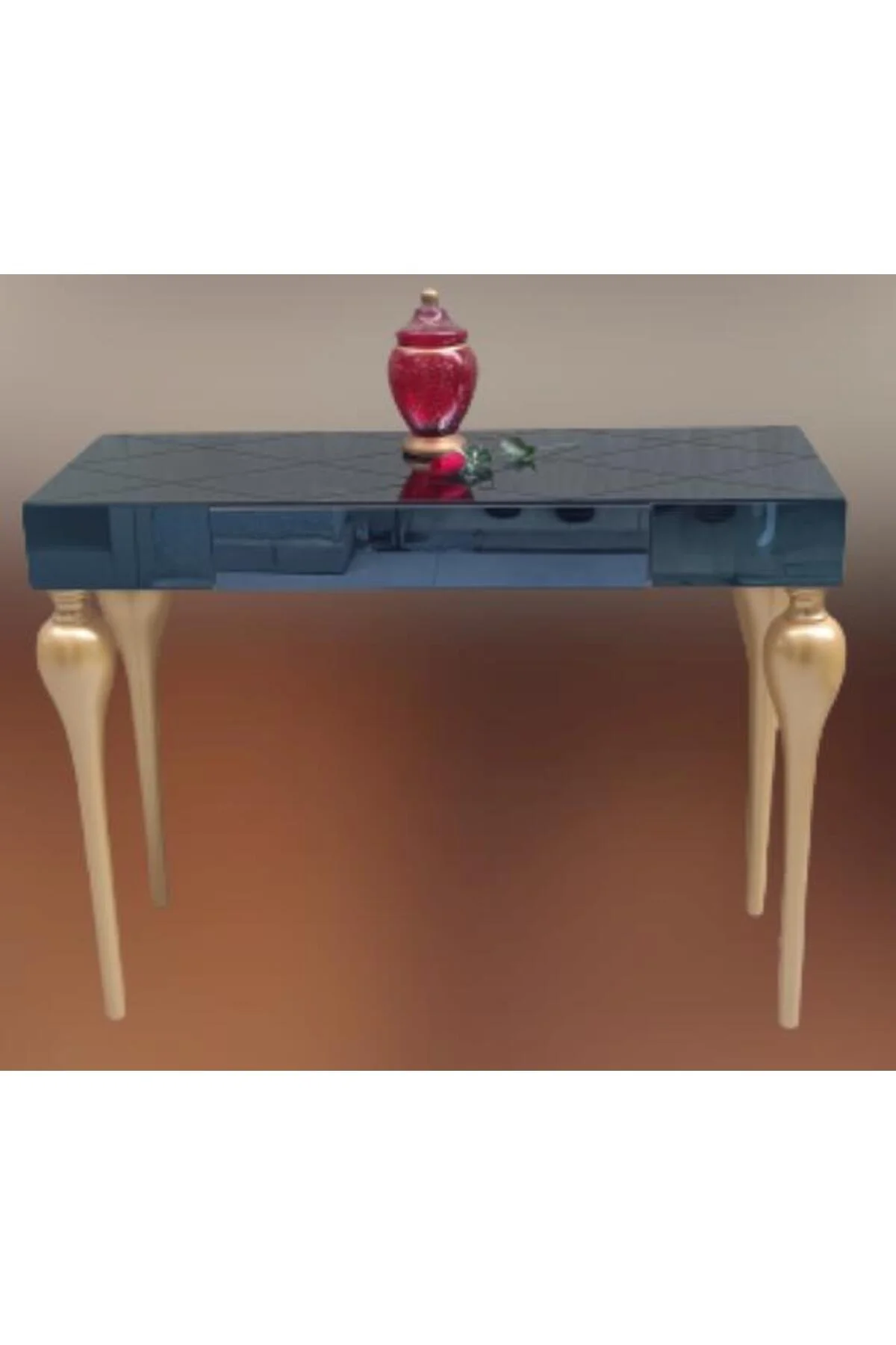 Dresuar 12616 TOMBUL ayak Model Kayın Torna MDF tabla Parlak gold Füme cam Kaplam Dresuar 12616 TOMBUL ayak Model Kayın Torna MDF tabla Parlak gold Füme cam Kaplam - Görsel 3