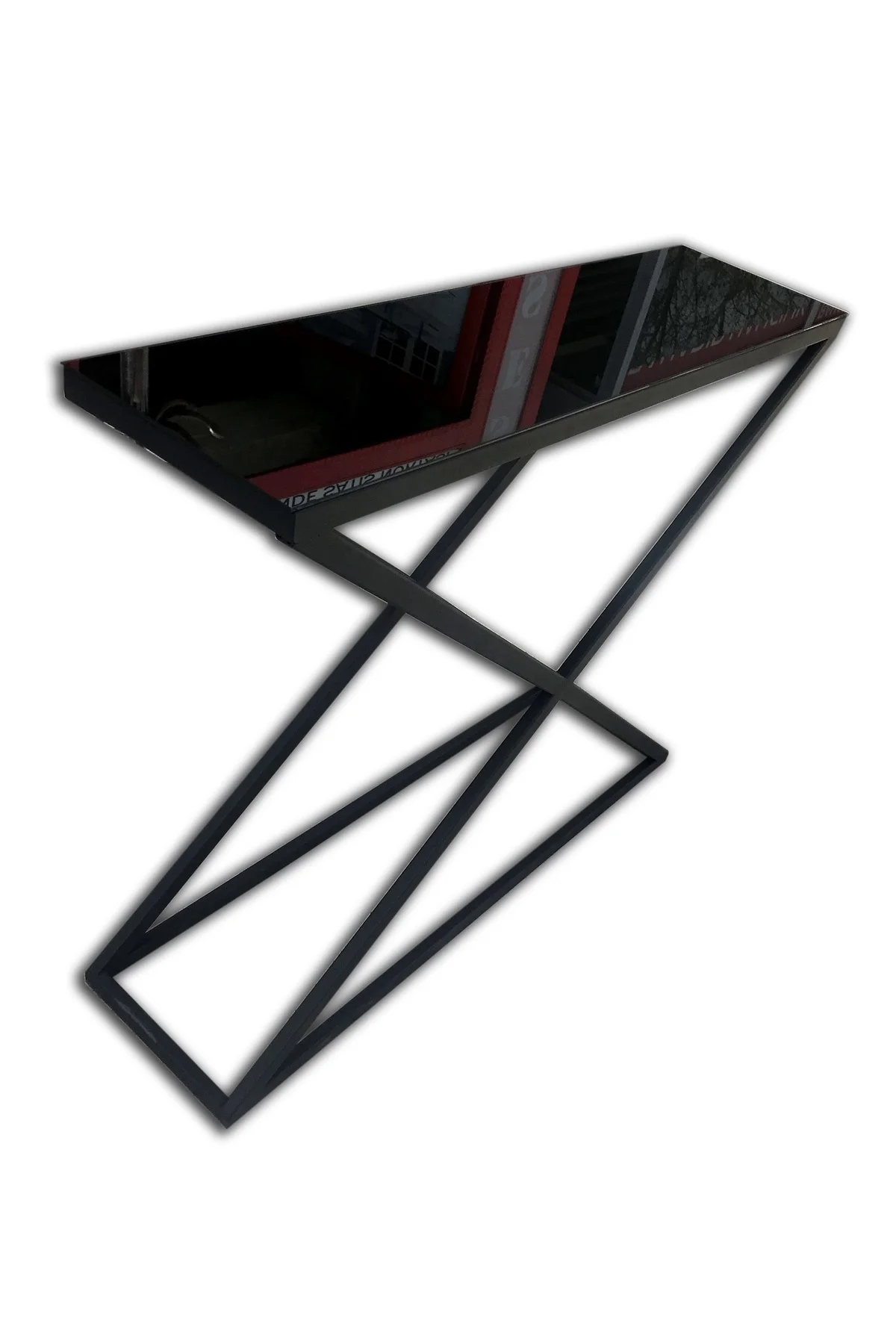 Dresuar 12632 X Temper Cam Metal Nikelaj Ayak Siyah Fırın Statik Boya El Yapım Dresuar 12632 X Temper Cam Metal Nikelaj Ayak Siyah Fırın Statik Boya El Yapım - Görsel 3