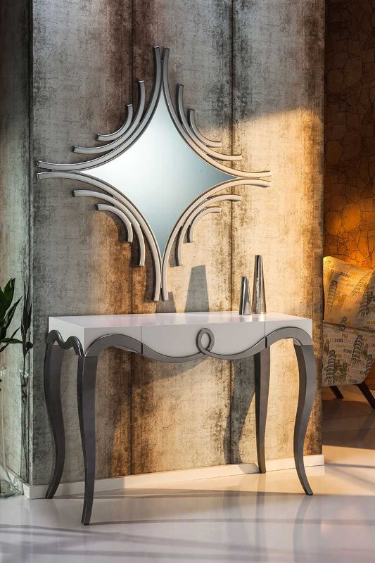 Dresuar 13261 CNC Klasik ASLAN  Kayın ayak KABARTMA Parlak Beyaz-