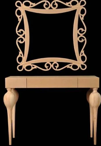 Dresuar 13502 Tombul Model Kayın Retro Ham Ayak MDF Tabla CNC Nak