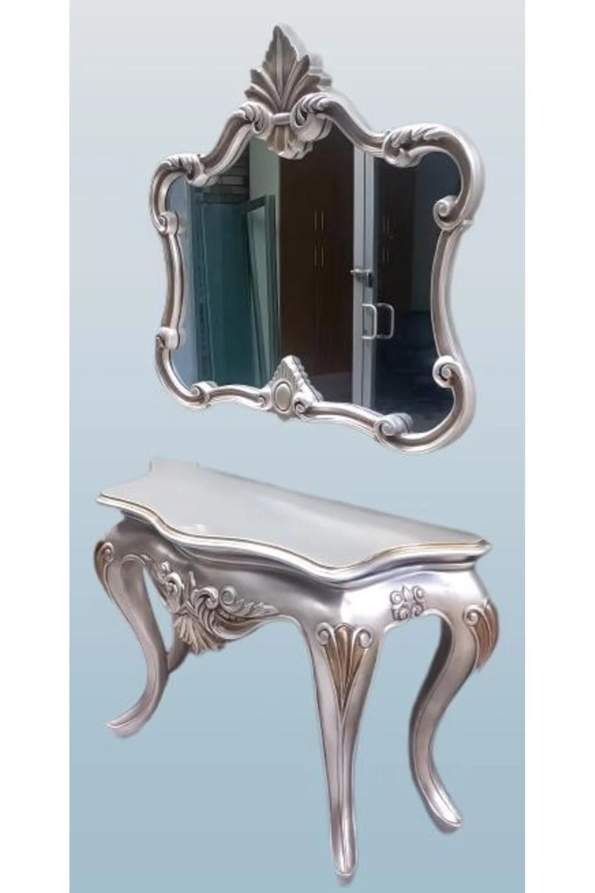 Dresuar 13509 AVANGART ASLAN Model Polyestr döküm eskitm GRİ-Kahve Renk nakış - Görsel 2