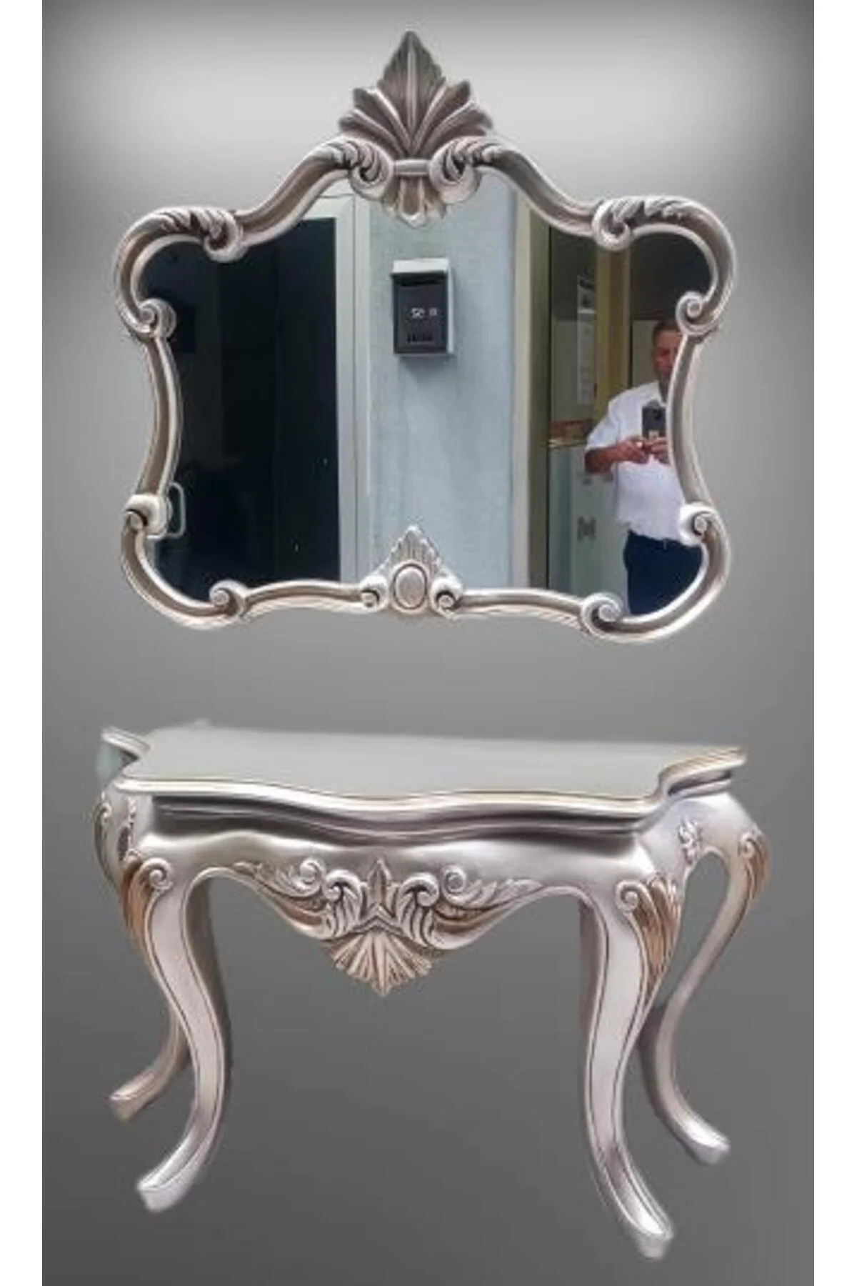 Dresuar 13509 AVANGART ASLAN Model Polyestr döküm eskitm GRİ-Kahve Renk nakış - Görsel 7