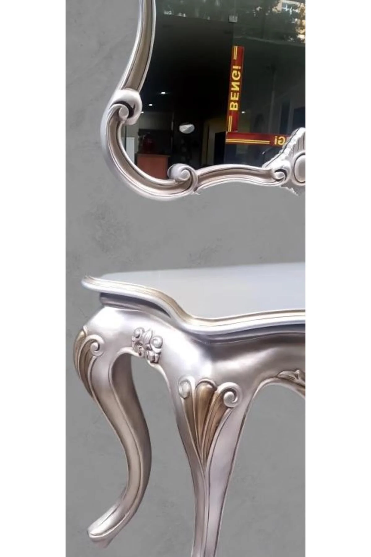 Dresuar 13509 AVANGART ASLAN Model Polyestr döküm eskitm GRİ-Kahve Renk nakış - Görsel 4