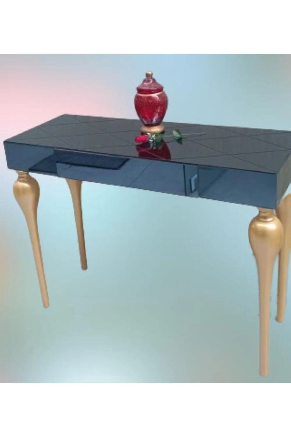 Dresuar 13672 TOMBUL Kayın ayak Model MDF tabla gold Füme cam Kaplama El Yapım Dresuar 13672 TOMBUL Kayın ayak Model MDF tabla gold Füme cam Kaplama El Yapım - Görsel 4