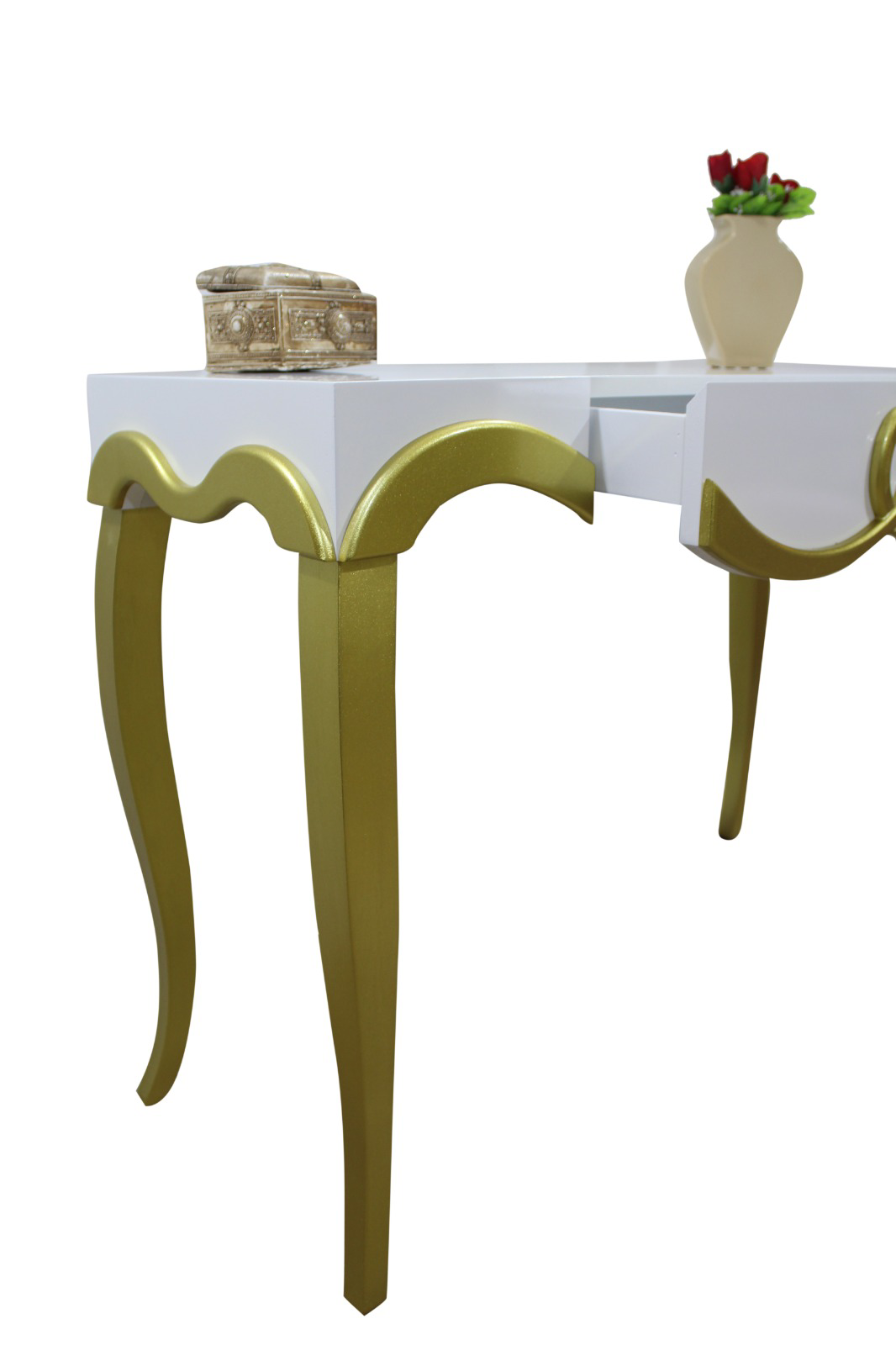 Dresuar 14601 CNC KABARTMA Model Kayın Aslan Ayak Parlak Beyaz Şı