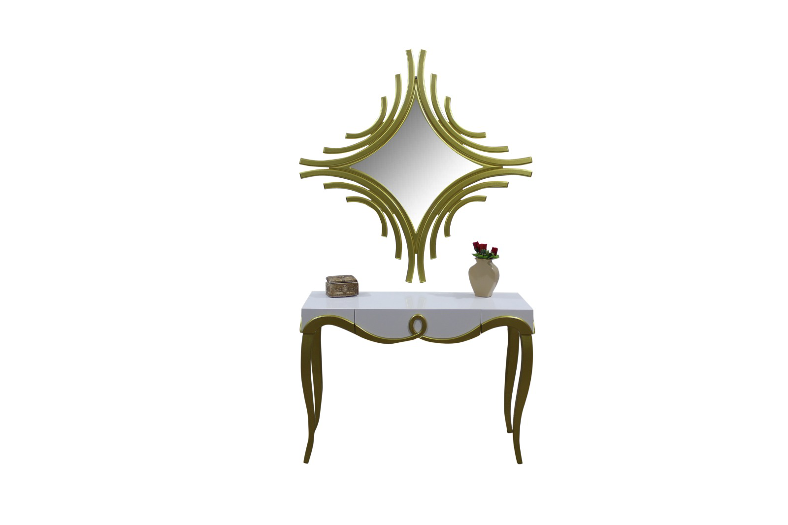 Dresuar 14601 CNC KABARTMA Model Kayın Aslan Ayak Parlak Beyaz Şı